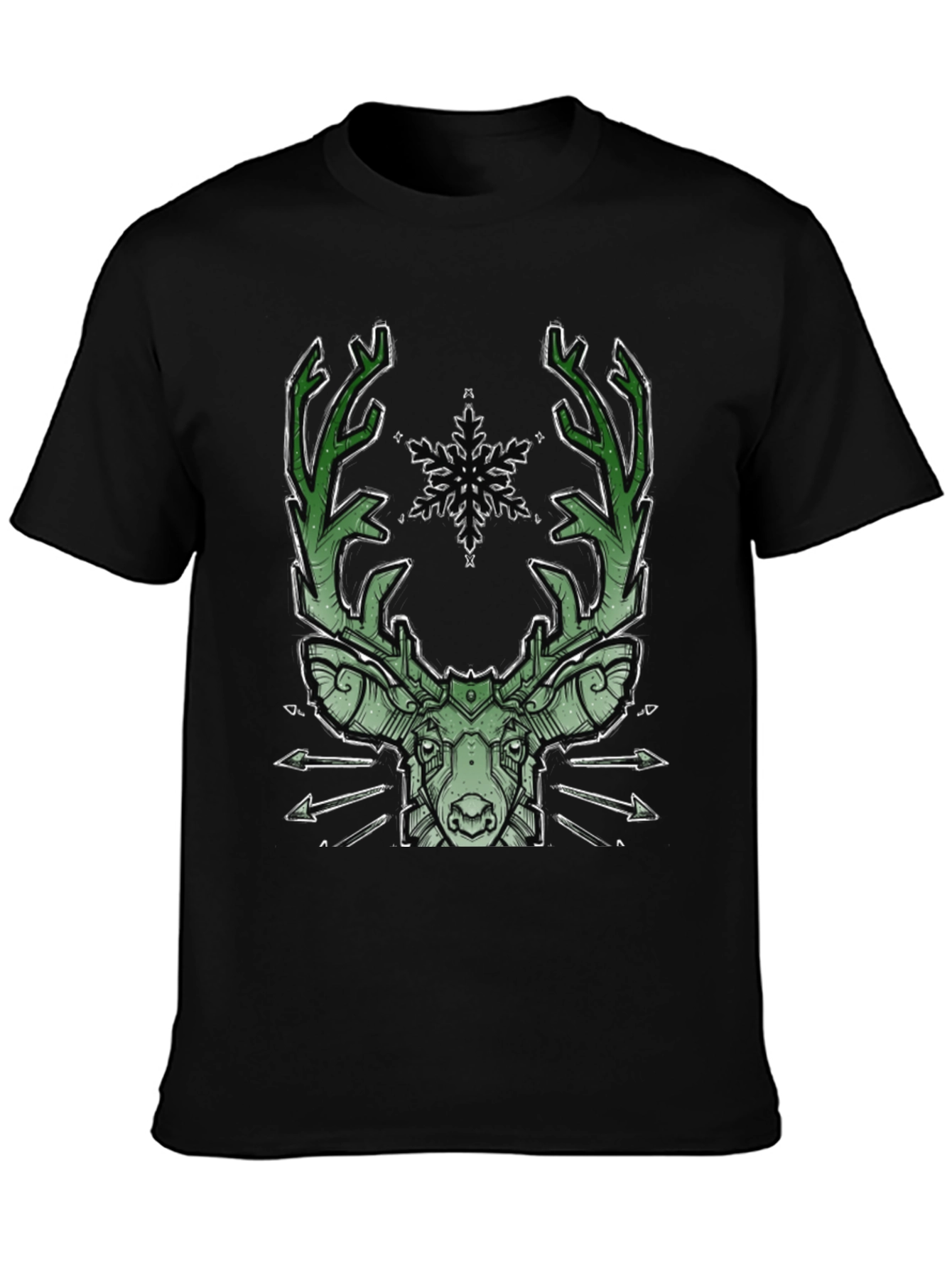 Black Geometric Deer Graphic Tee view 3