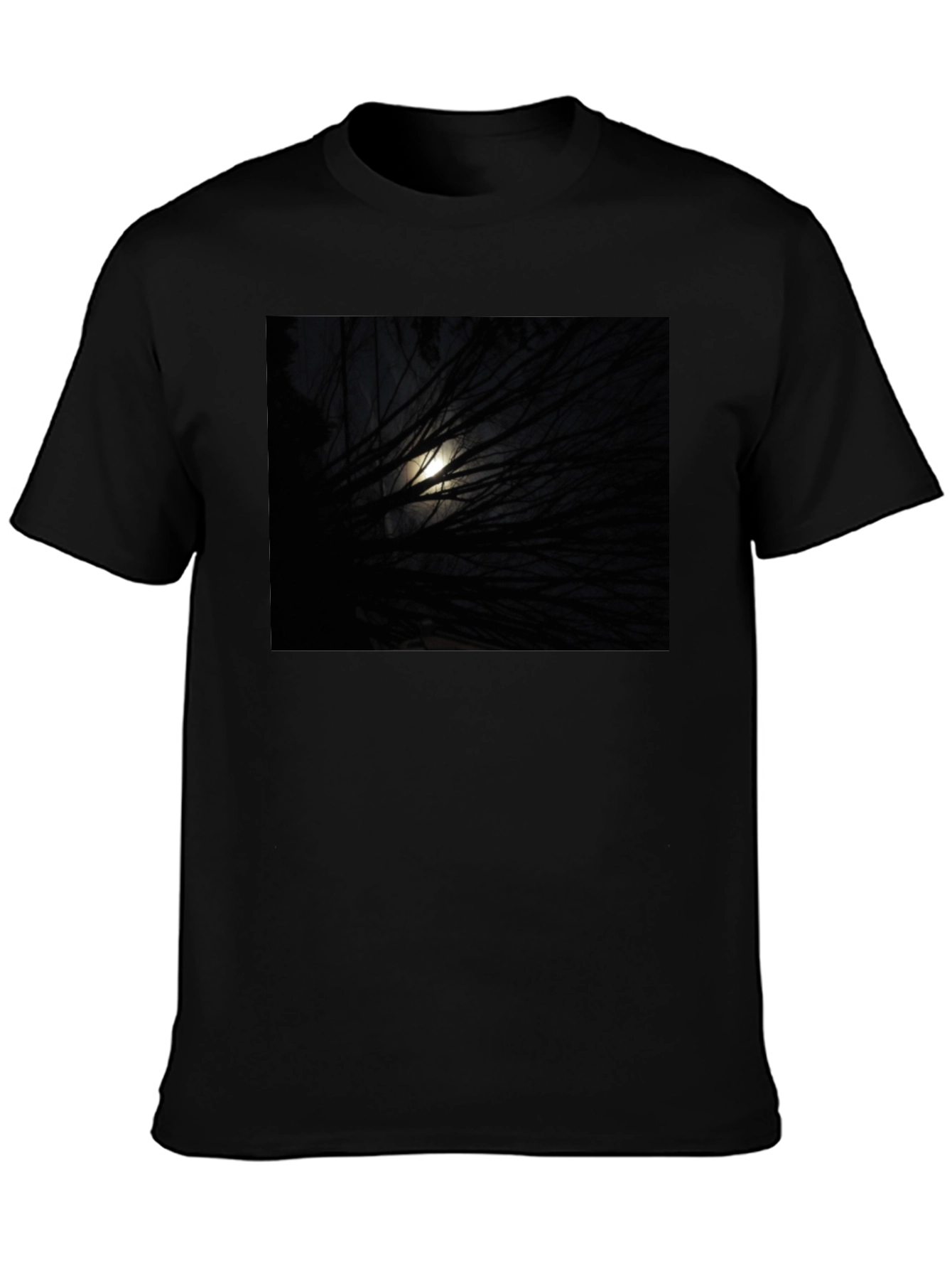Black Moonlit Branches Graphic Tee - Unisex Black T-Shirt view 3