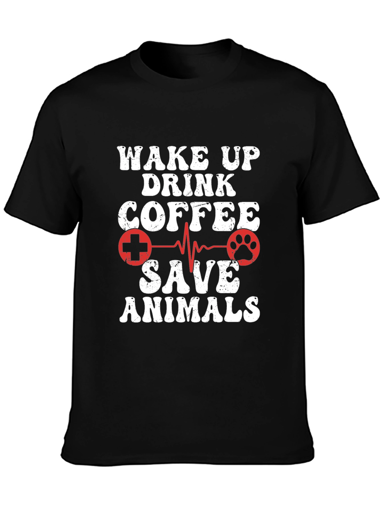 Wake Up Drink Coffee Save Animals Graphic Tee - 3