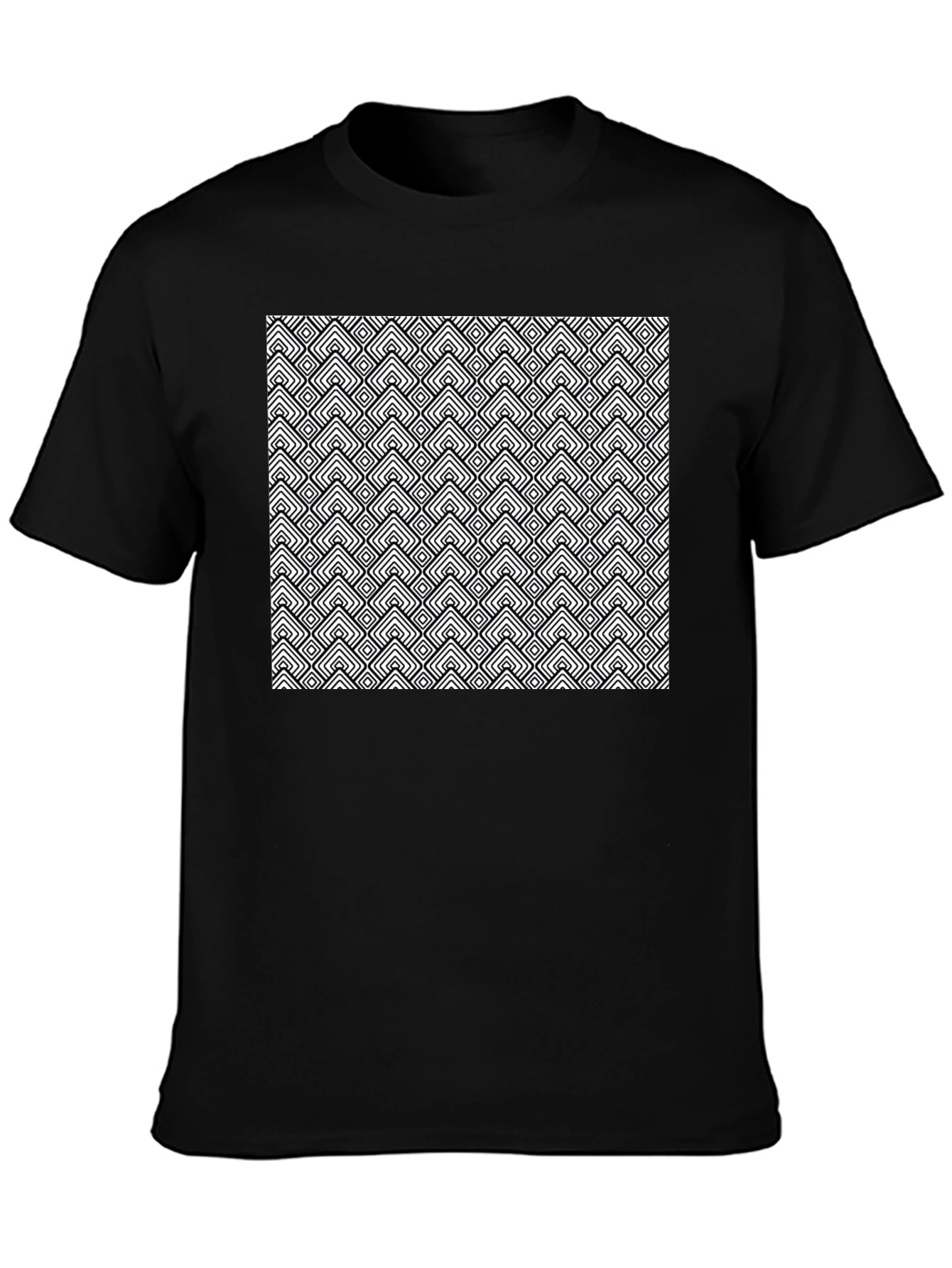 Black Geometric Pattern Tee - Black view 3