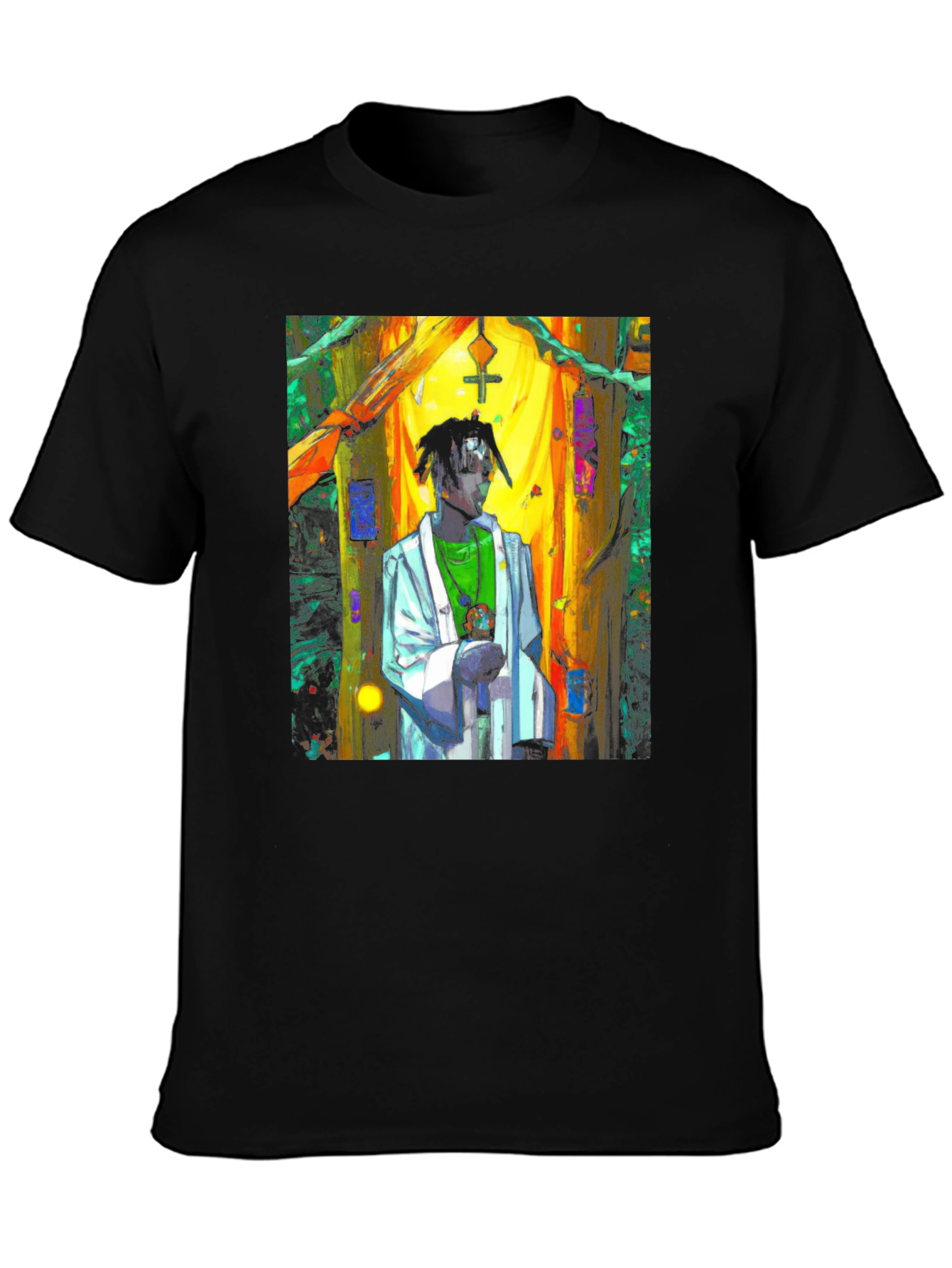 Black Abstract Priest Black T-Shirt Unique Art view 3
