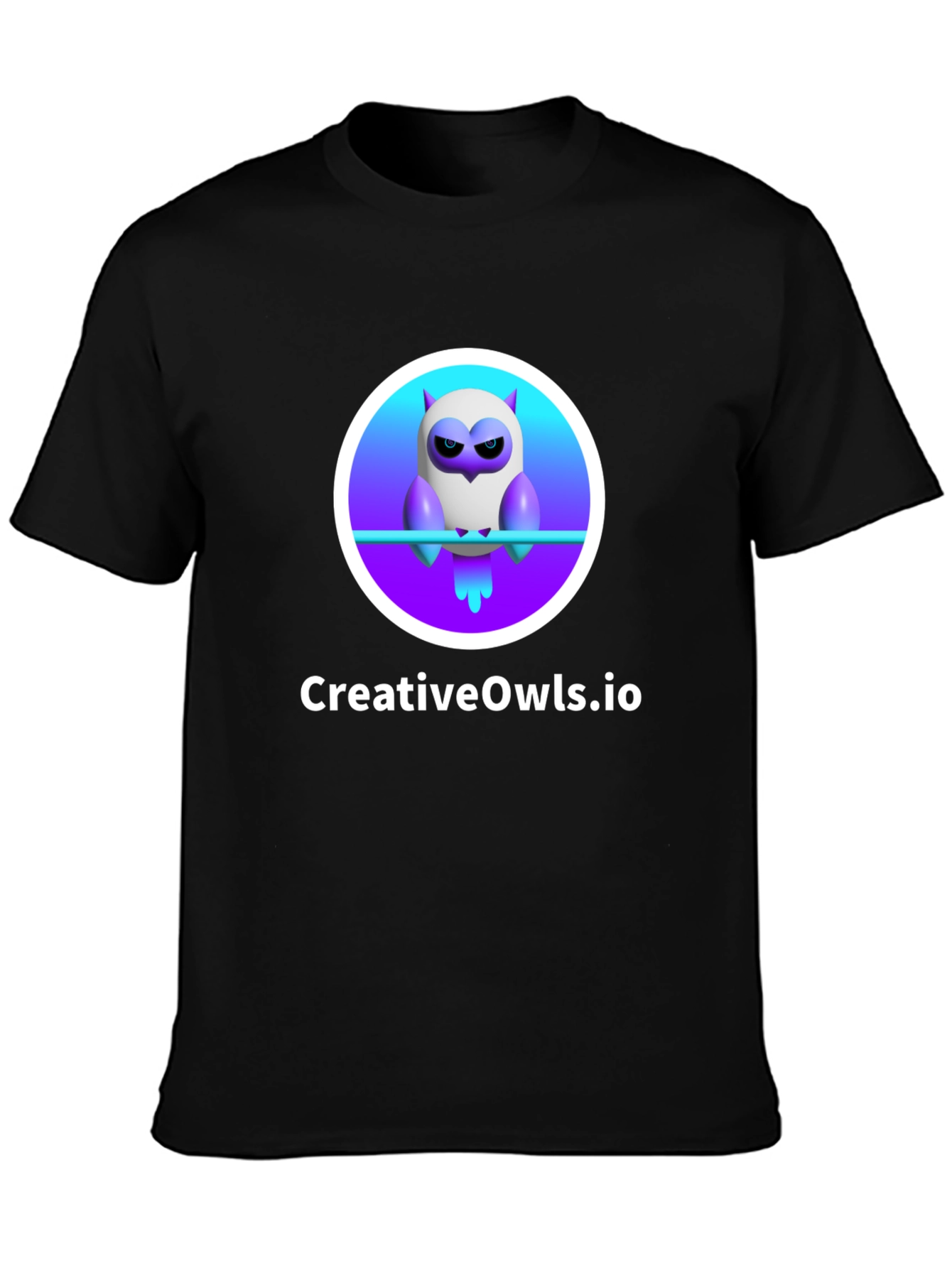 Black CreativeOwls.io T-Shirt view 3