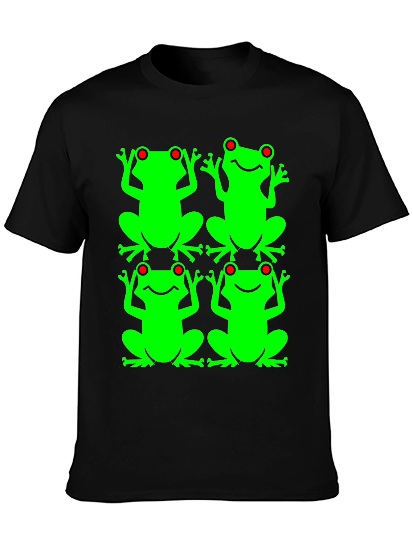 Black Frog Pattern Graphic T-Shirt view 3