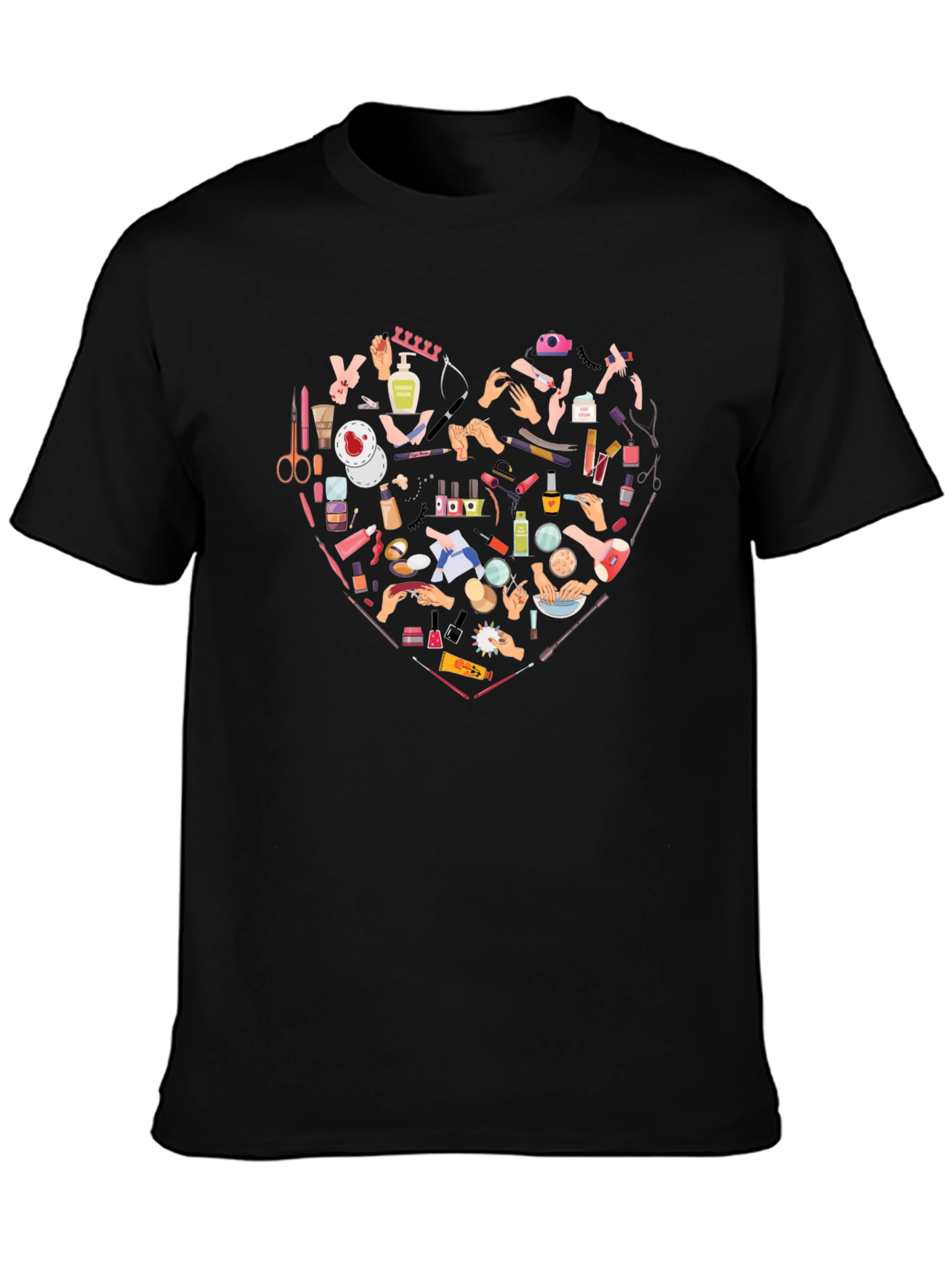 Black Manicure Heart Graphic Tee - Black Cotton T-Shirt view 3