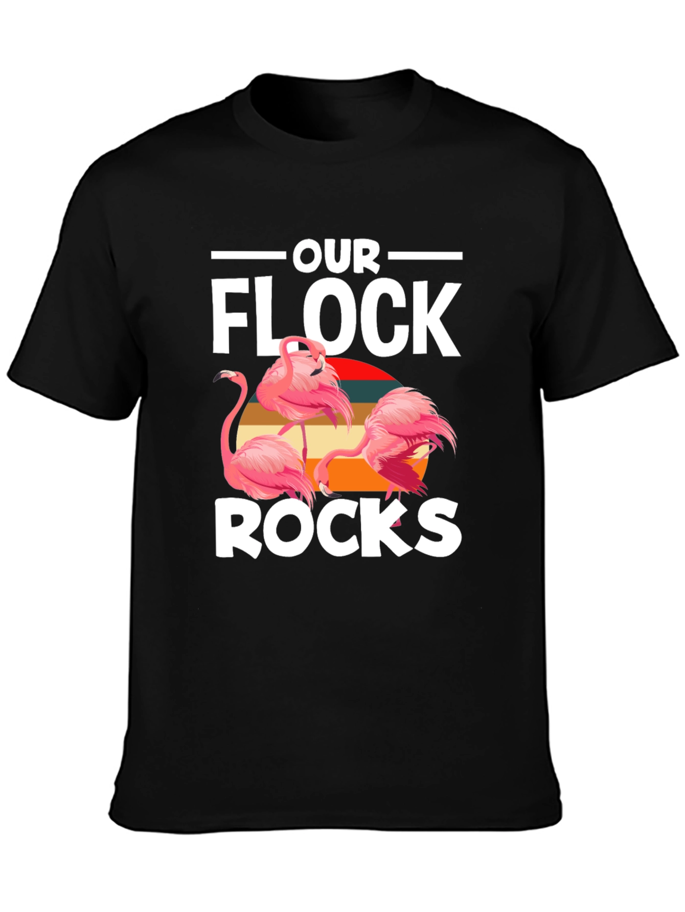 Black Our Flock Rocks Flamingo Graphic Tee view 3