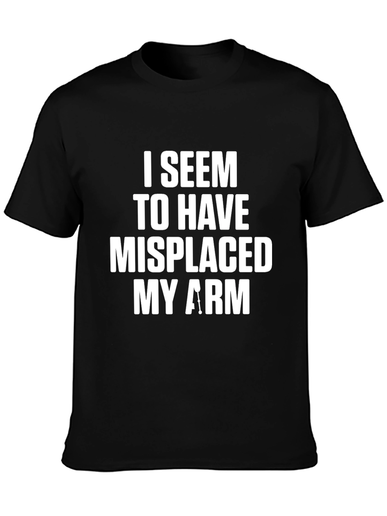 Black Humorous 'Misplaced Arm' Graphic Print T-Shirt view 3