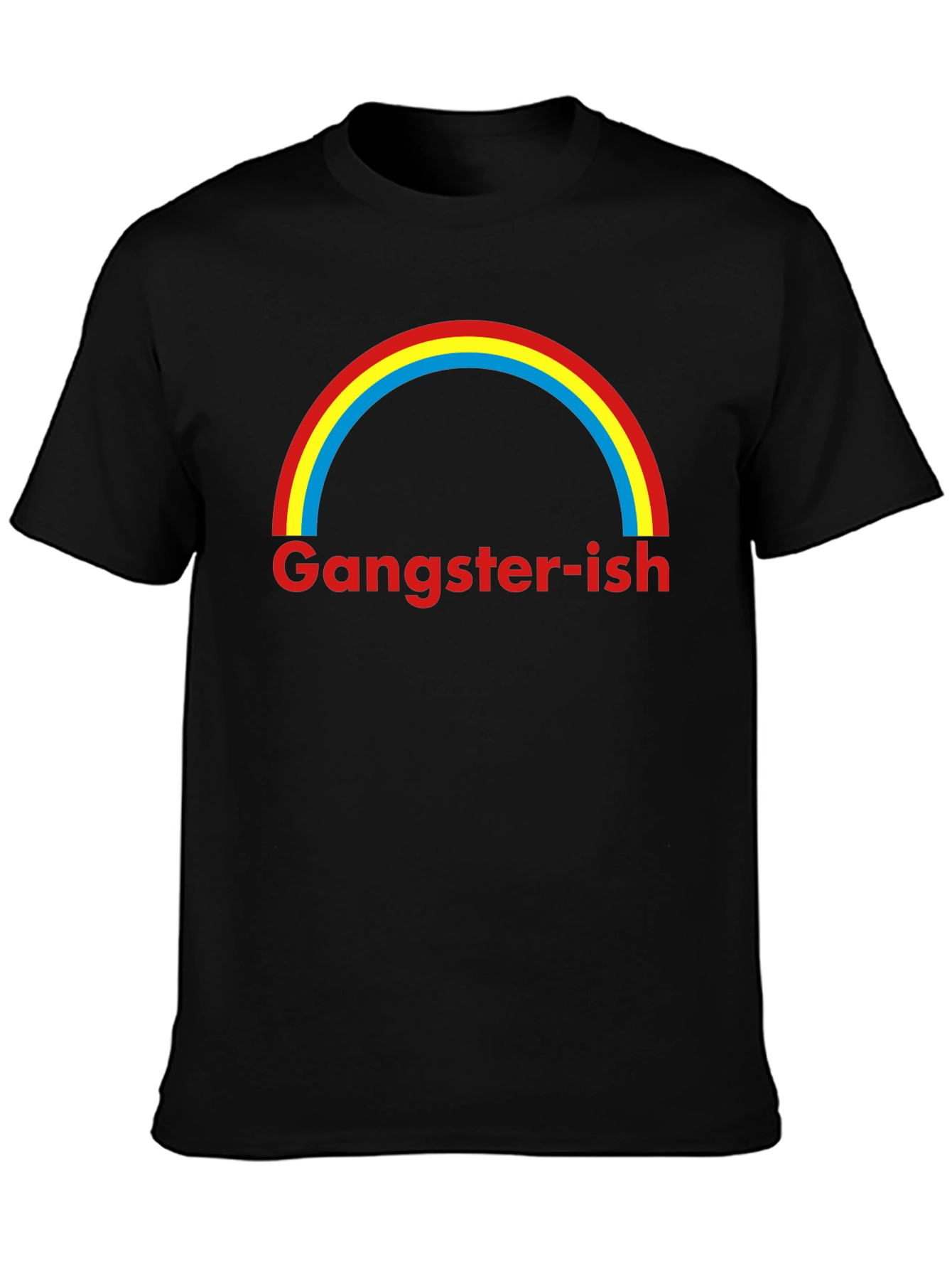 Black Gangster-ish Rainbow Graphic Tee - Trendy Style view 3