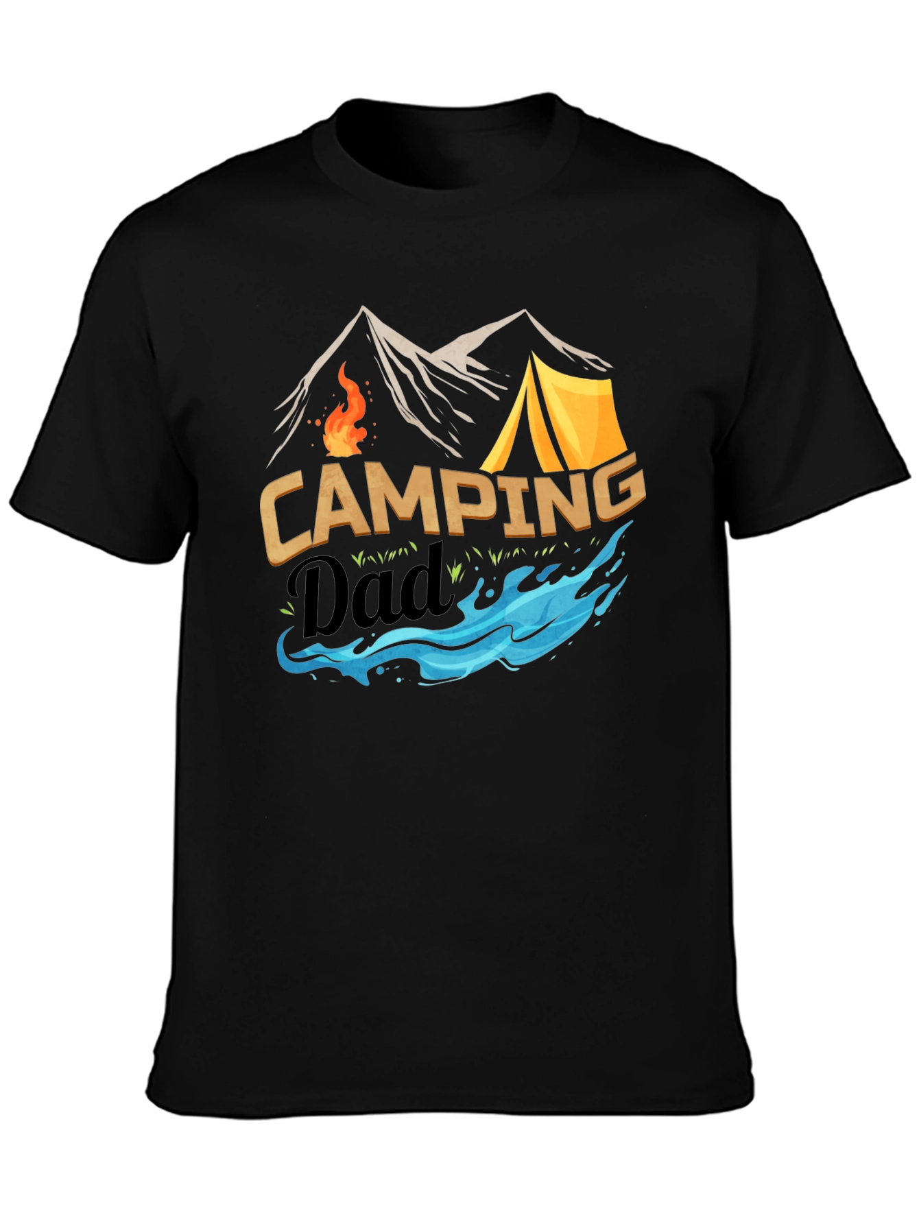 Black Camping Dad T-Shirt: Adventure Awaits! view 3