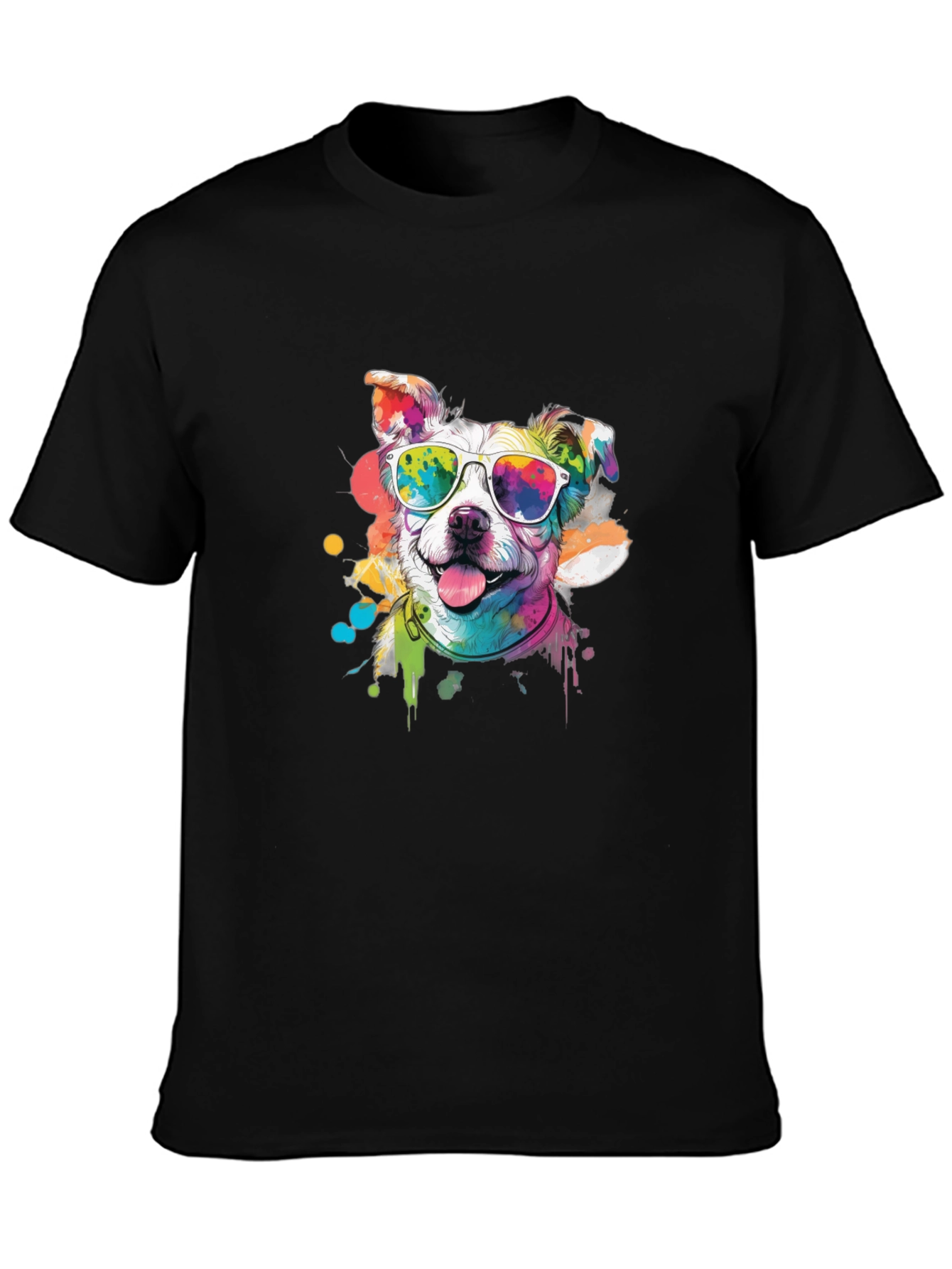 Black Cool Dog Graphic Tee - Stylish Men's Black T-Shirt view 3