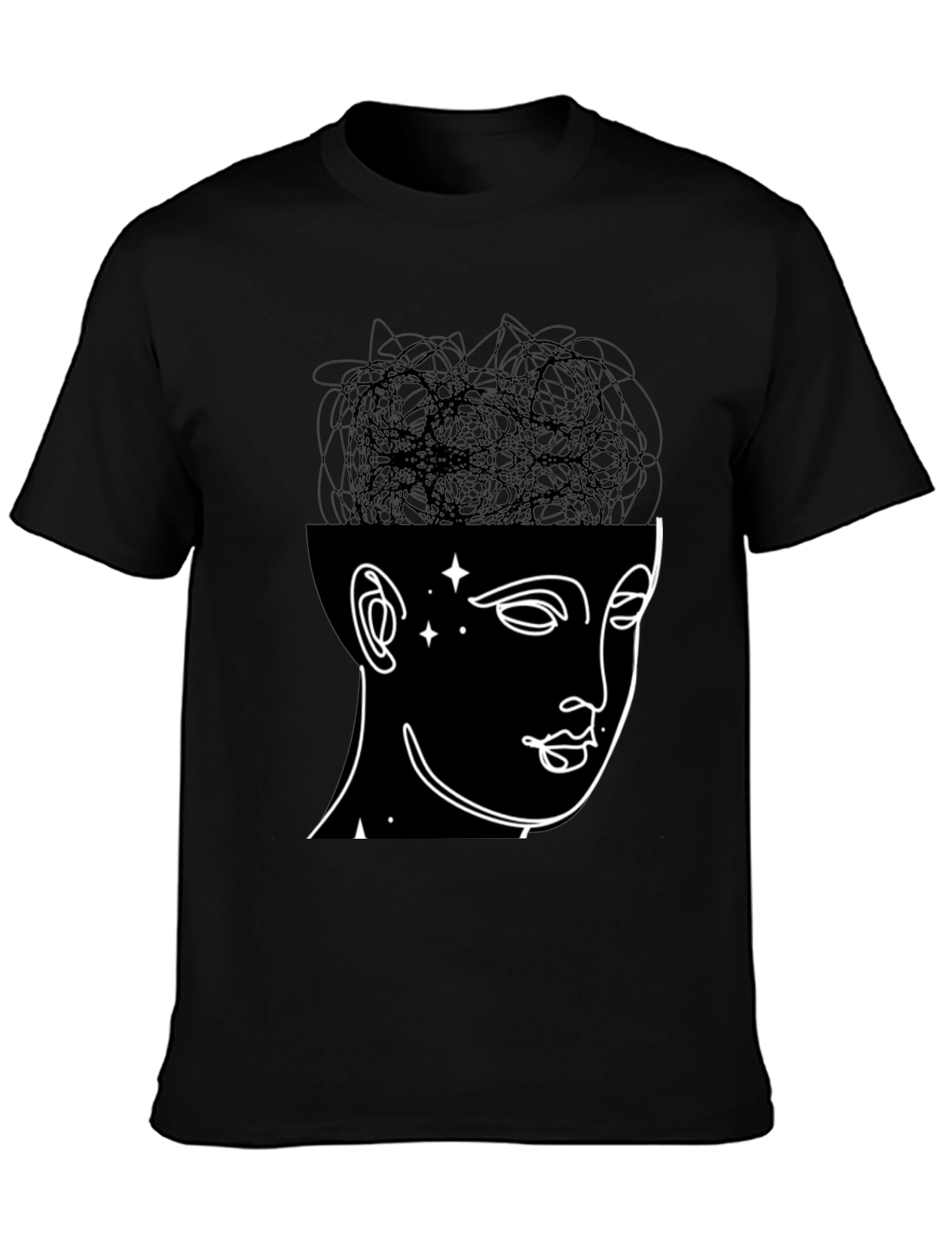 Black Abstract Mind T-Shirt - Modern Graphic Tee view 3