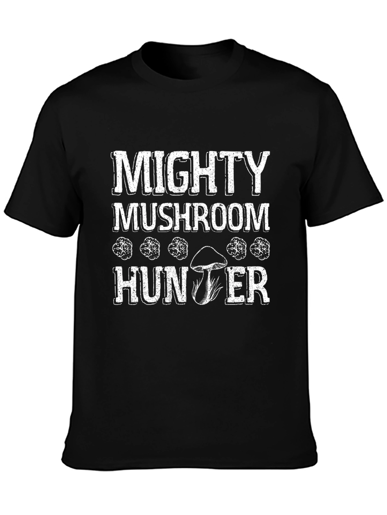 Black Mighty Mushroom Hunter Black T-Shirt view 3