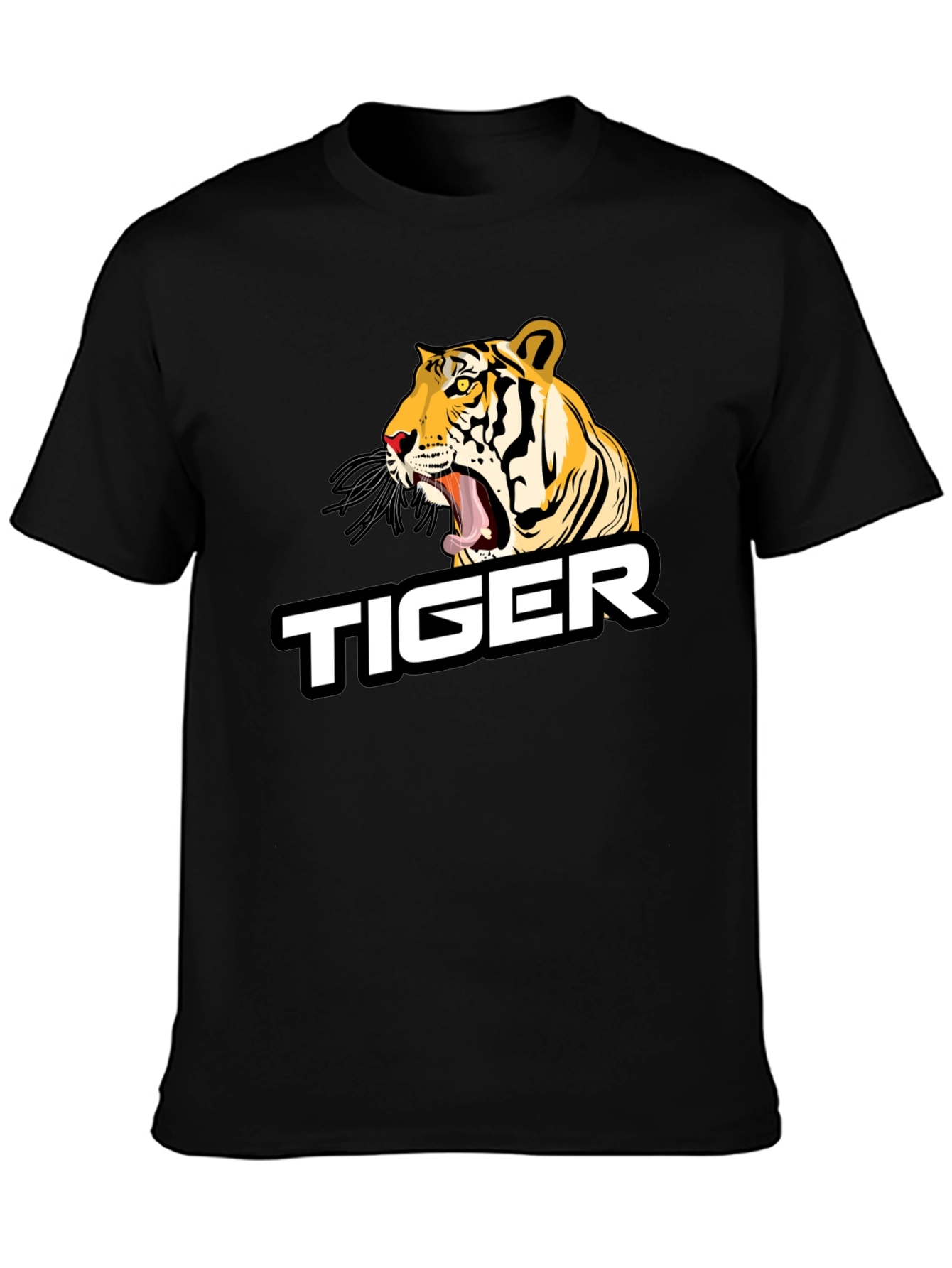 Black Roaring Tiger Graphic Tee - Black Cotton Blend view 3