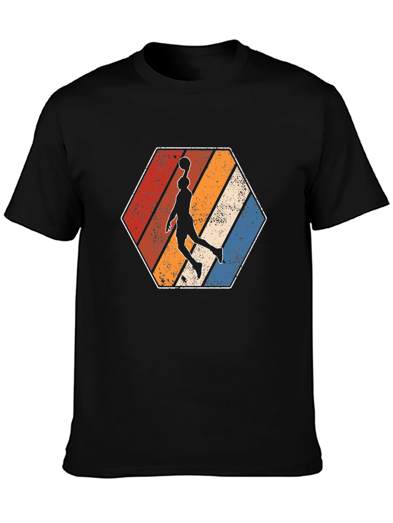 Black Retro Basketball Dunker Graphic T-Shirt view 3