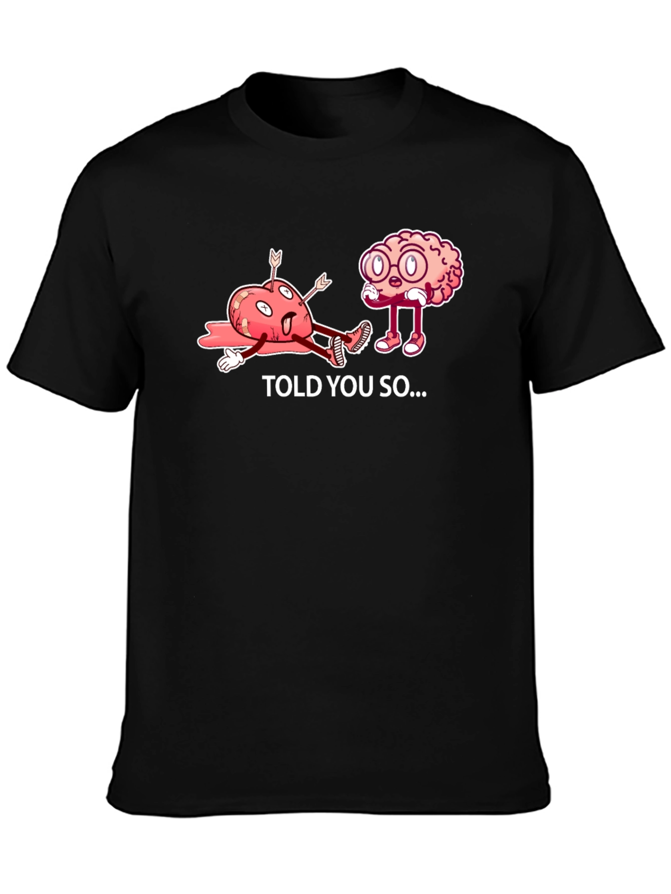 Black Brain vs. Heart Graphic T-Shirt - Told You So view 3