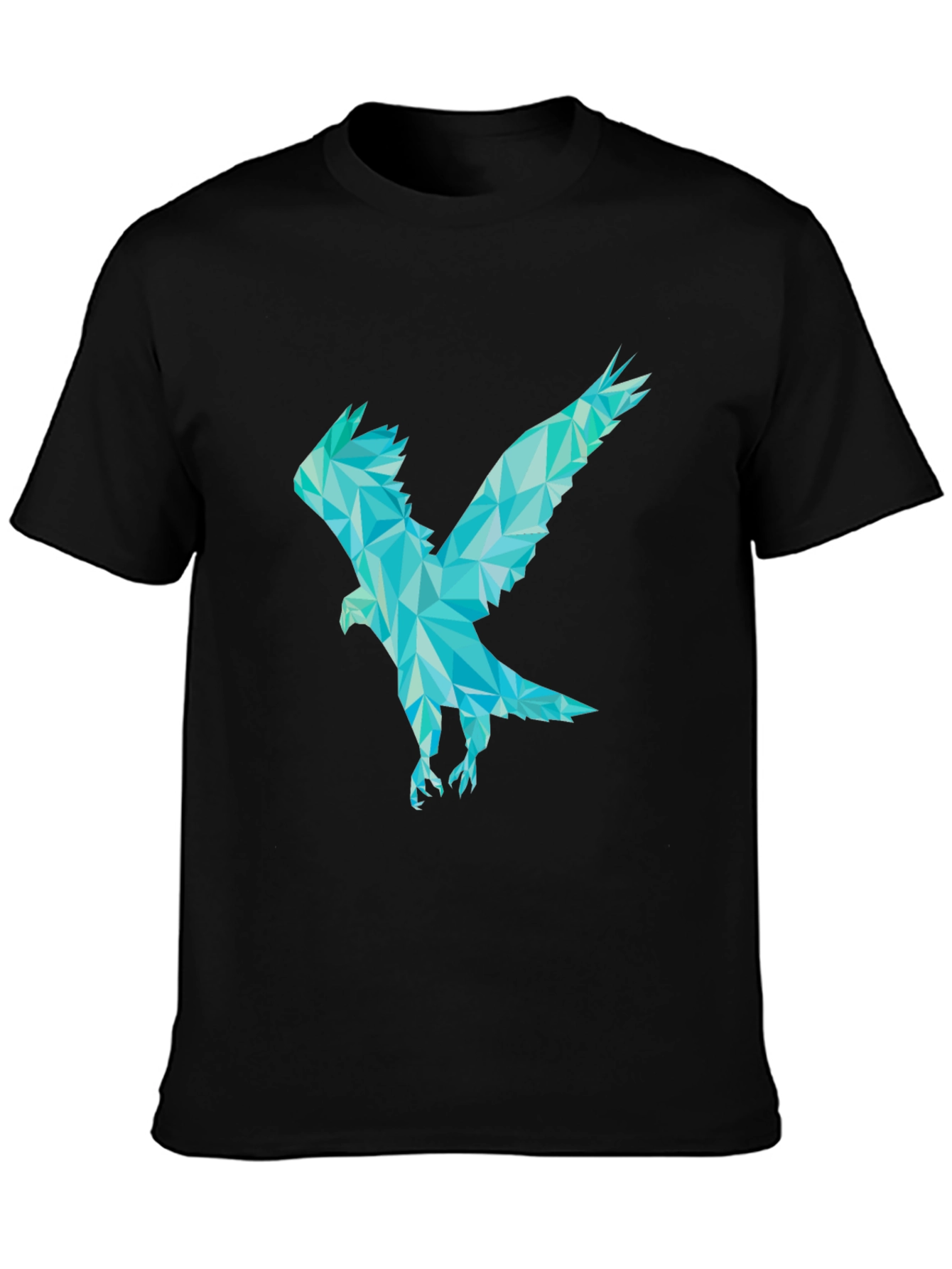 Black Geometric Eagle Graphic T-Shirt - Black view 3