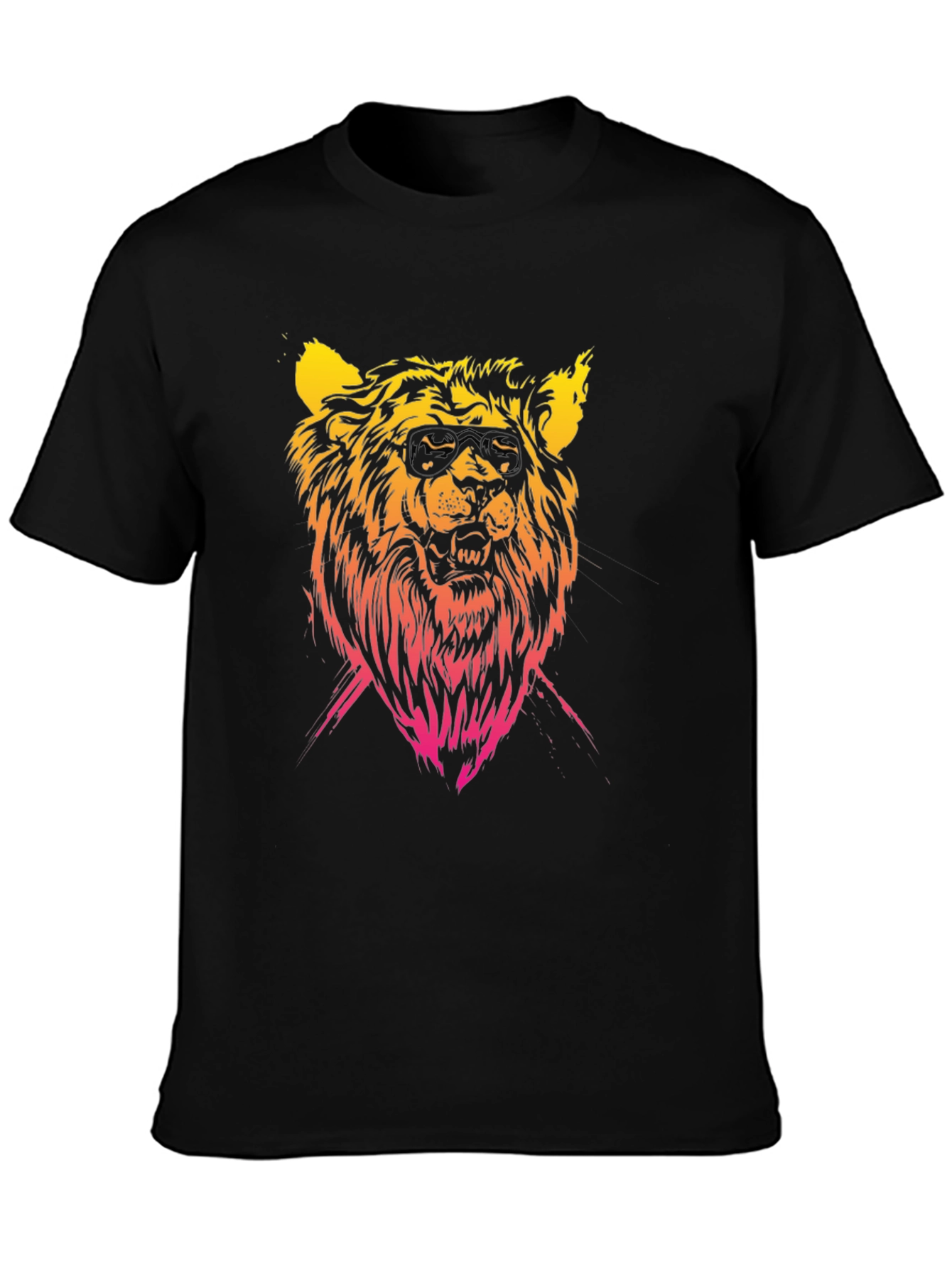 Black Lion Graphic Tee - Black Cotton T-Shirt view 3