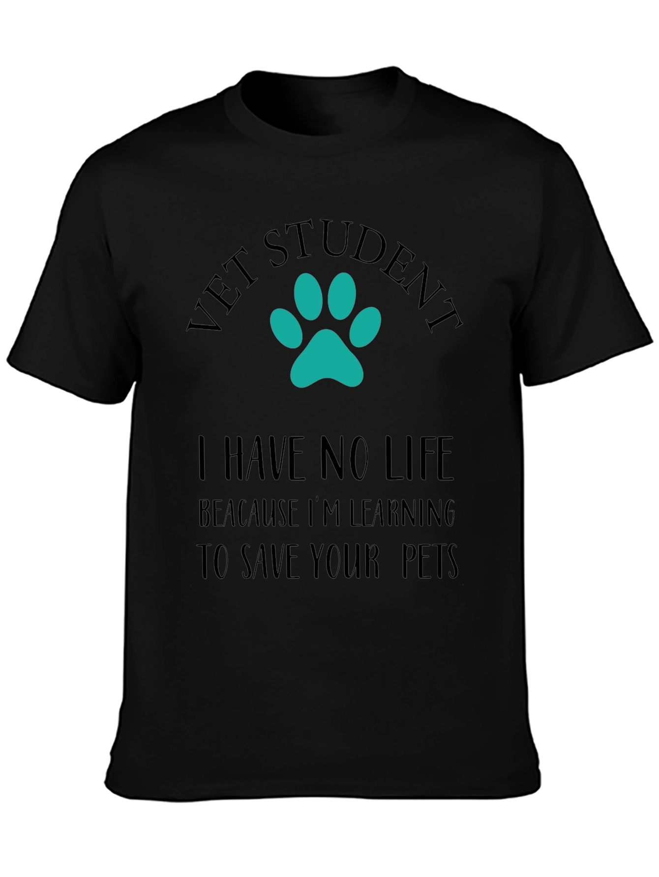 Black Vet Student Paw Print Graphic Tee - Black view 3