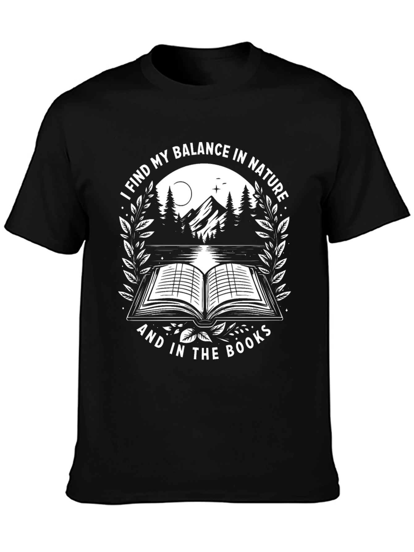 Black Nature & Books Balance T-Shirt view 3
