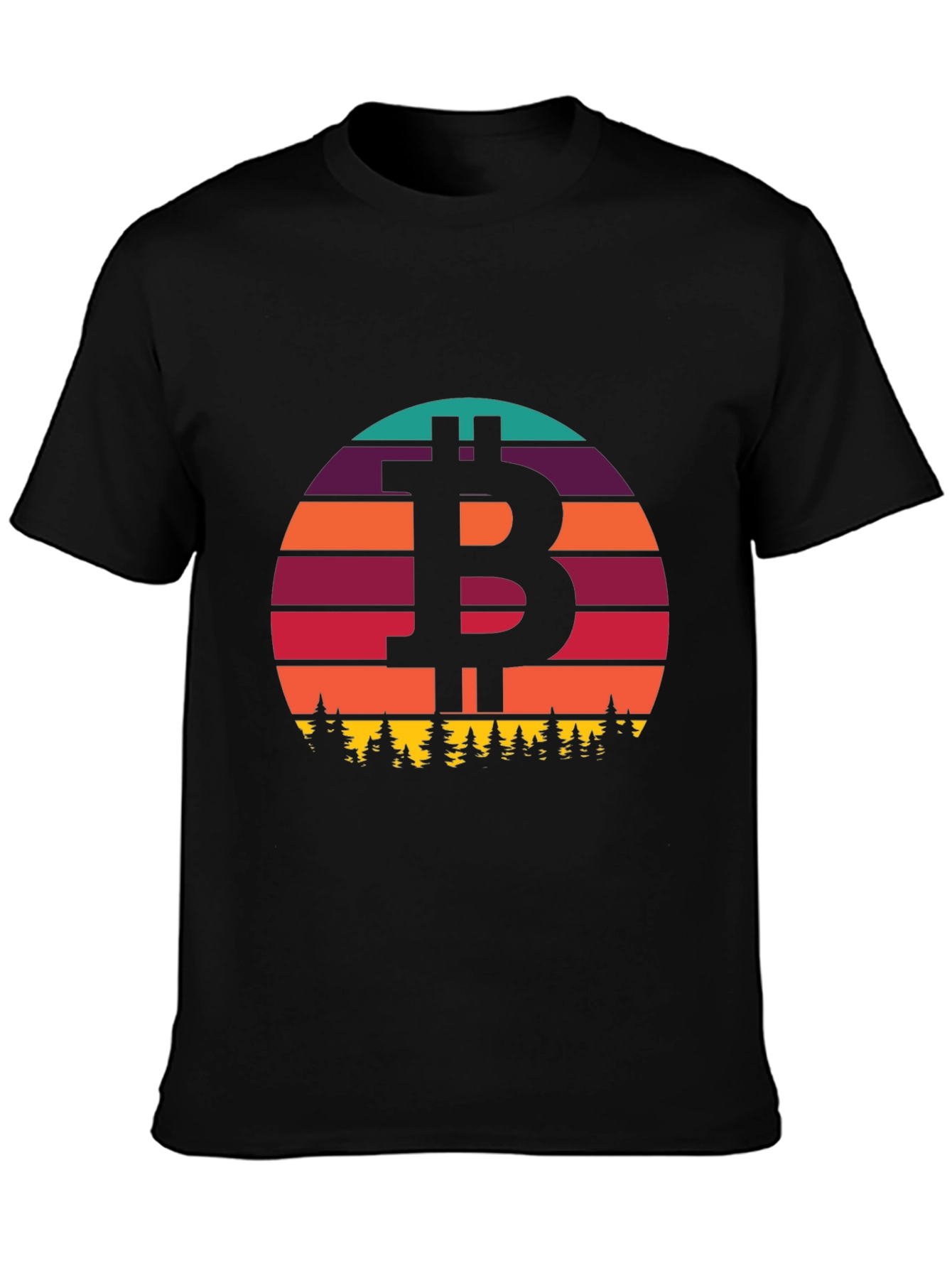 Black Bitcoin Sunset T-Shirt - Crypto Style view 3