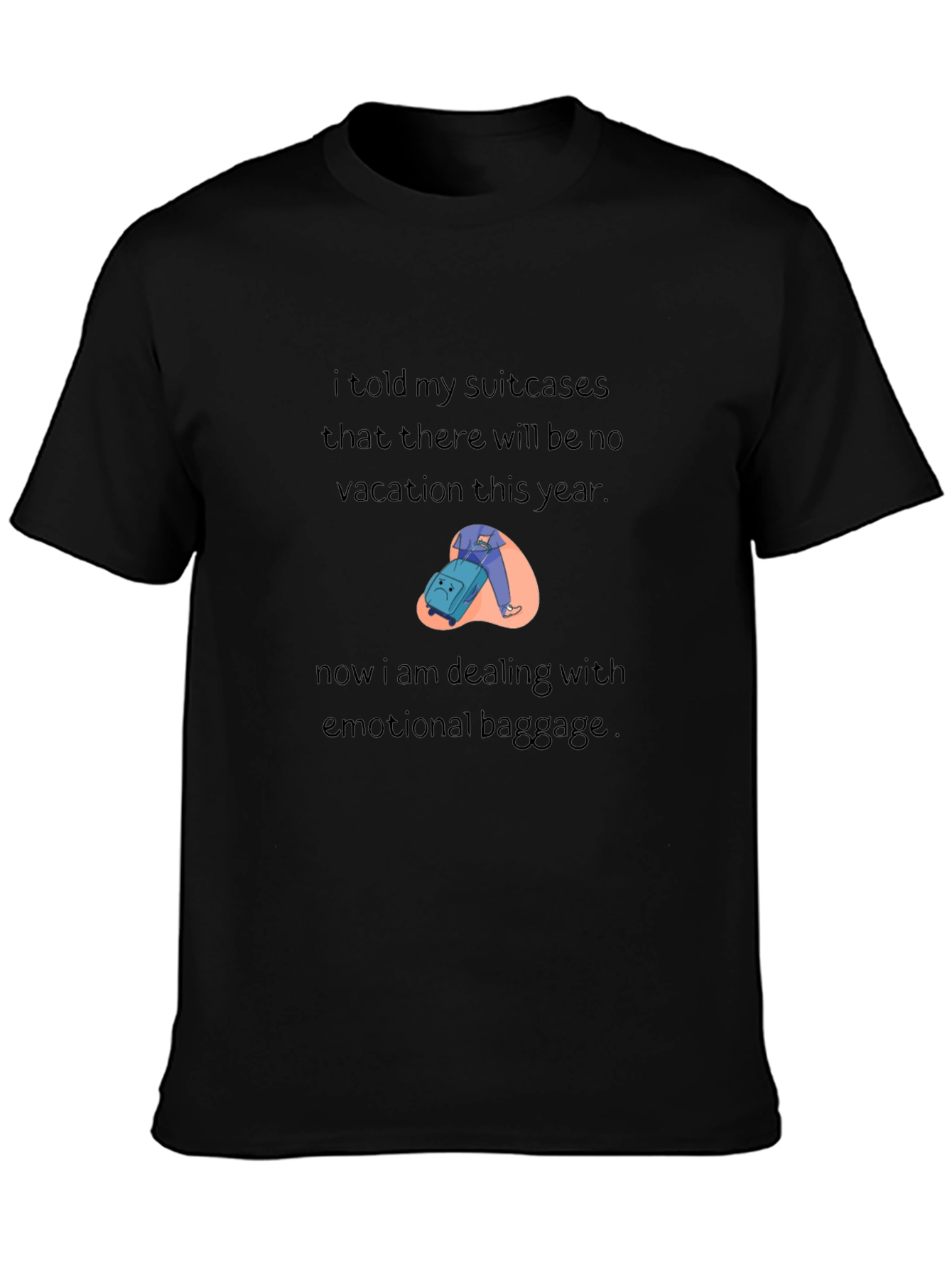 Black Emotional Baggage T-Shirt - Vacation Humor view 3