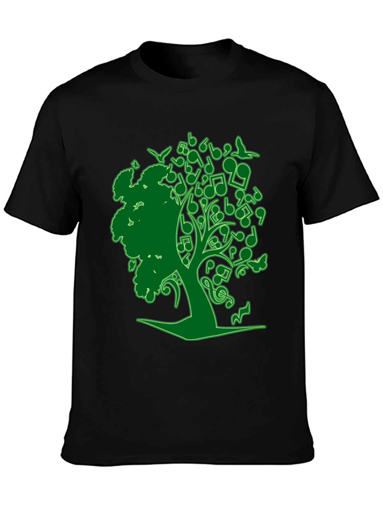 Black Musical Tree Graphic Tee - Nature Inspired Design view 3