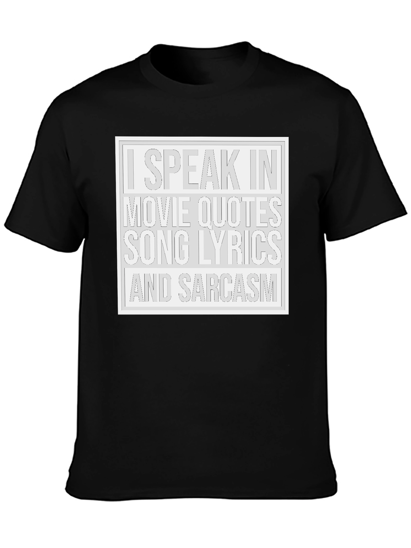 Black Movie Quotes Song Lyrics Sarcasm T-Shirt view 3