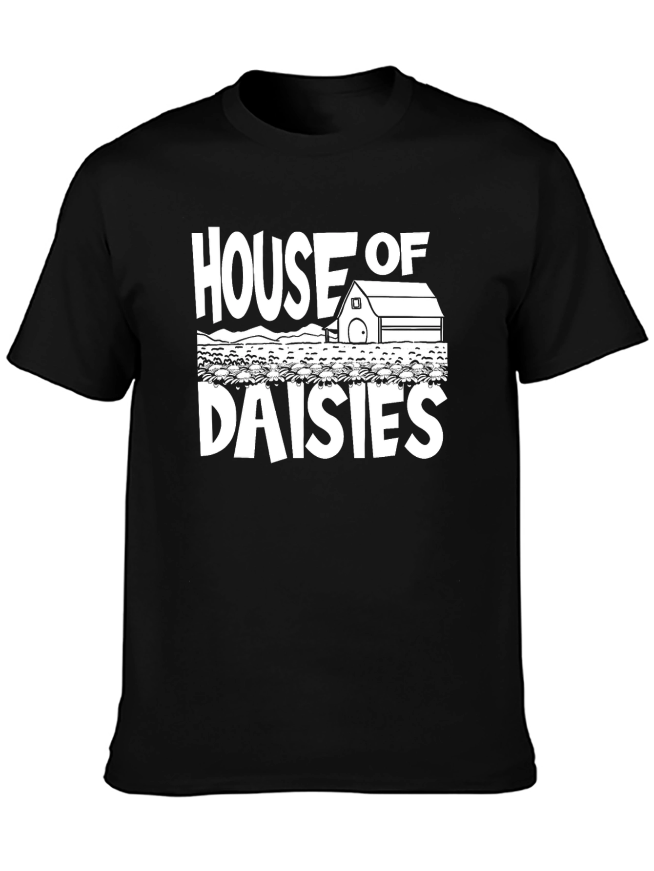 Black House of Daisies Graphic Tee - Unisex Black T-Shirt view 3