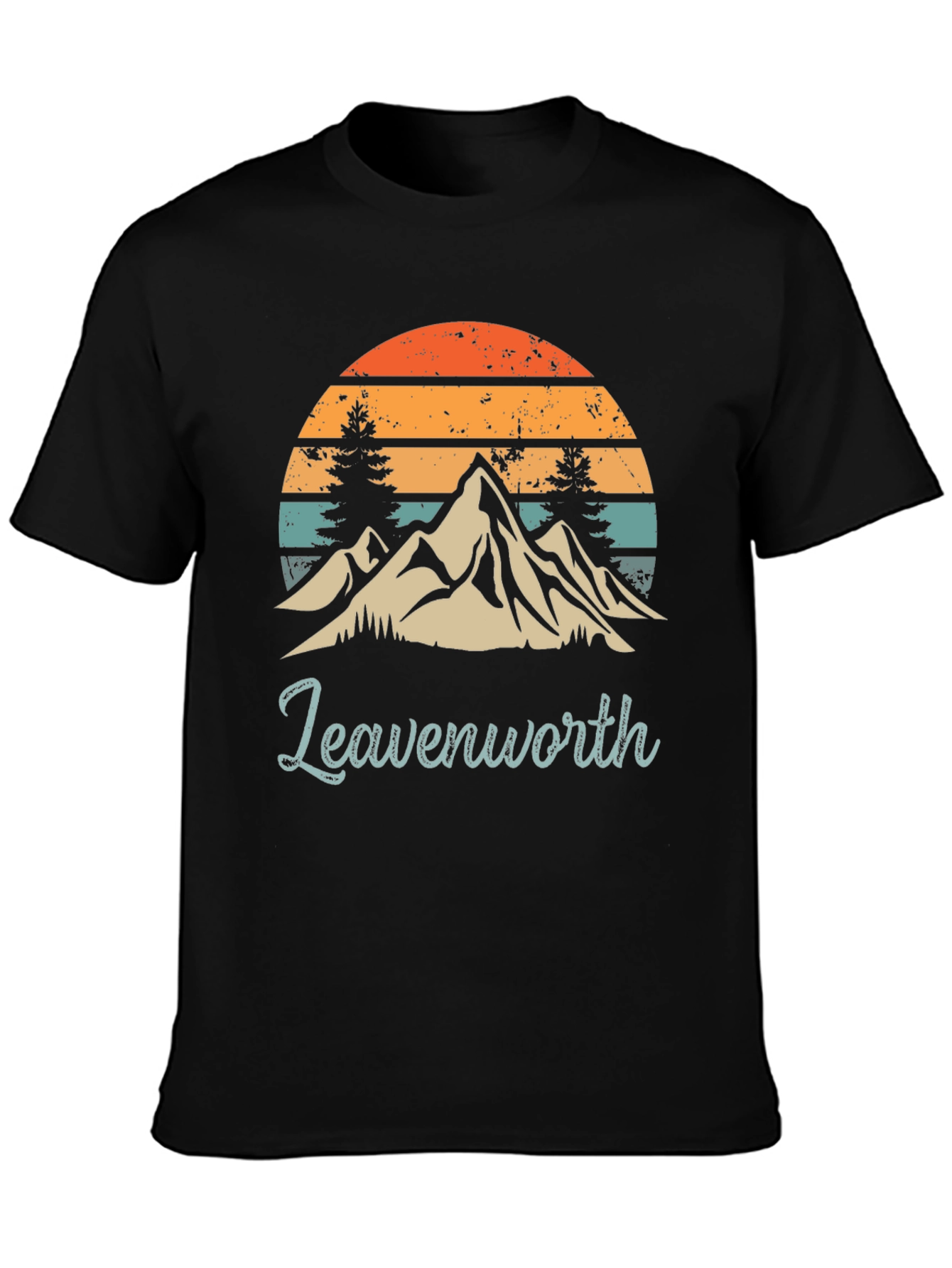 Black Leavenworth Mountain Sunset Graphic Tee view 3