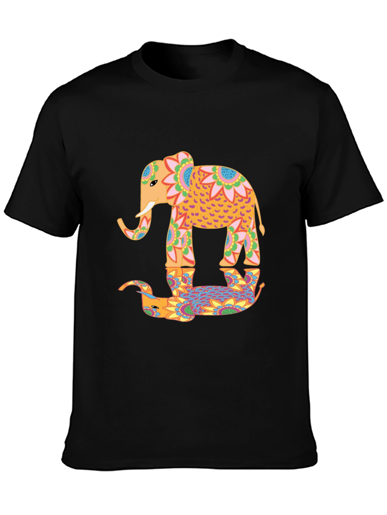 Black Elephant Reflection Graphic Tee - Unique Design view 3