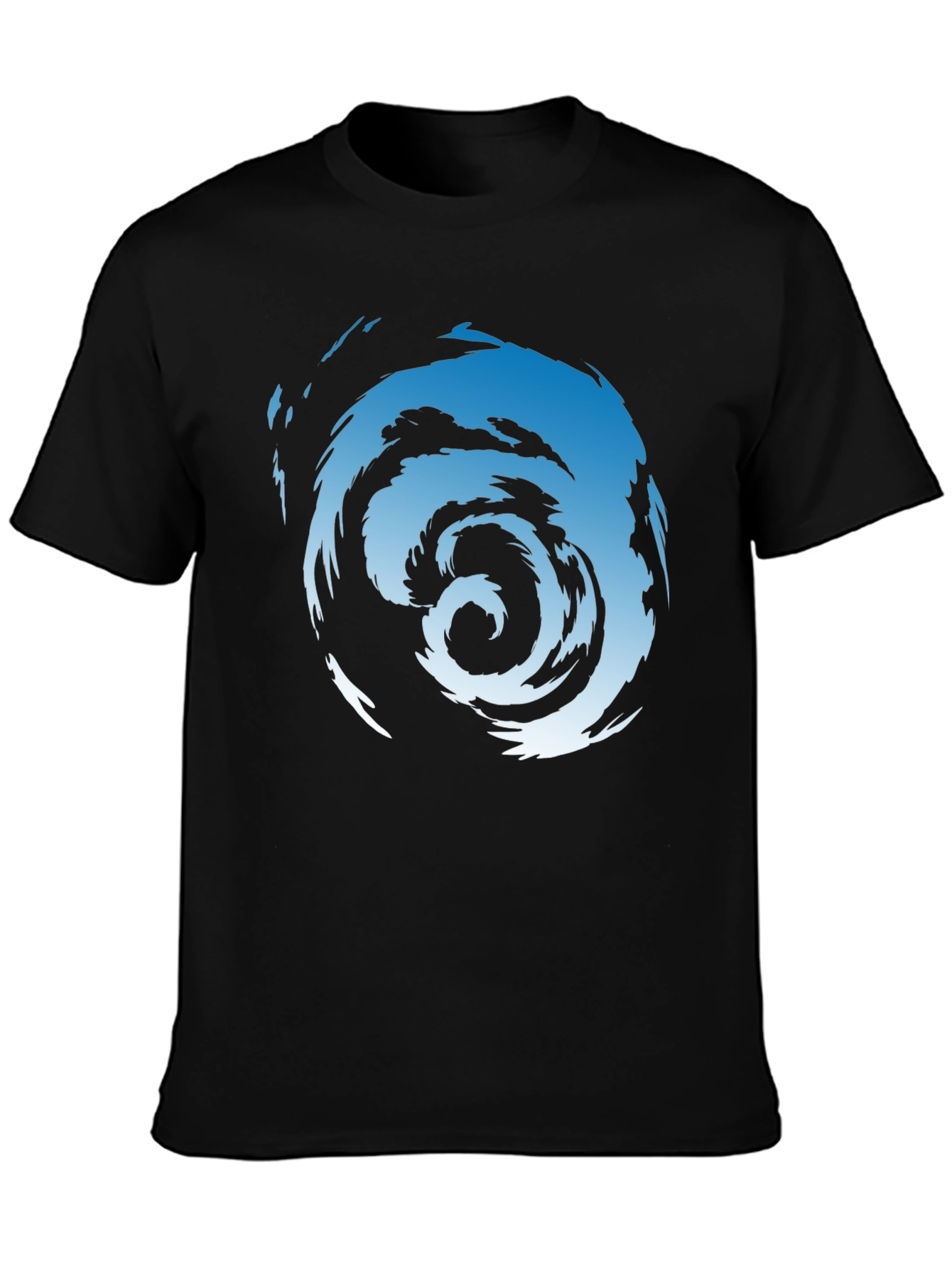 Black Abstract Swirl Graphic Tee - Men's Black Cotton T-Shirt view 3
