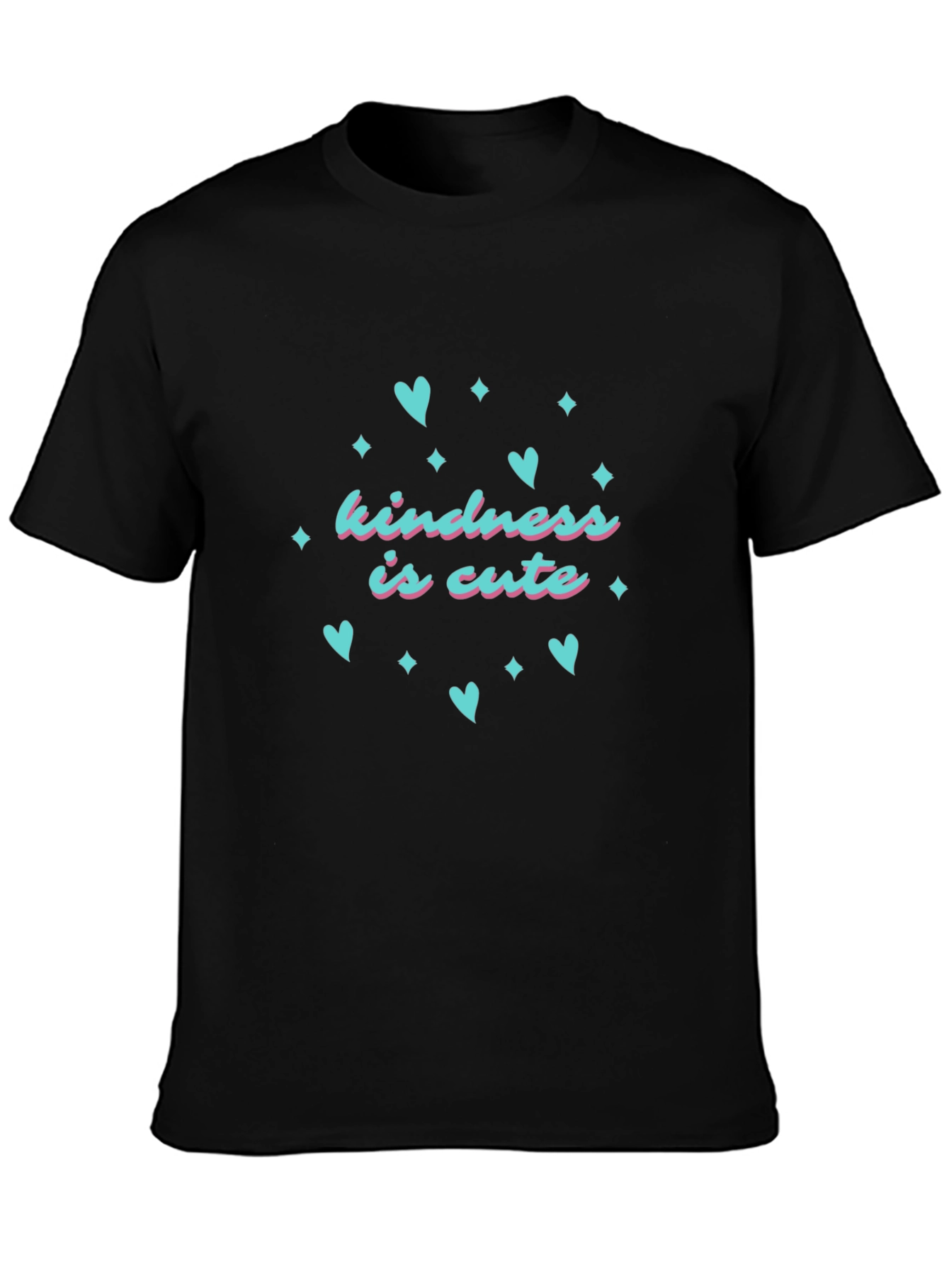 Black Kindness is Cute T-Shirt - Black Crew Neck view 3