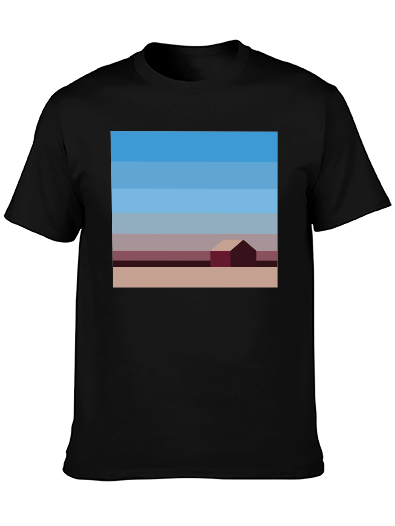 Black Abstract Landscape Graphic Tee - Modern Art Shirt view 3
