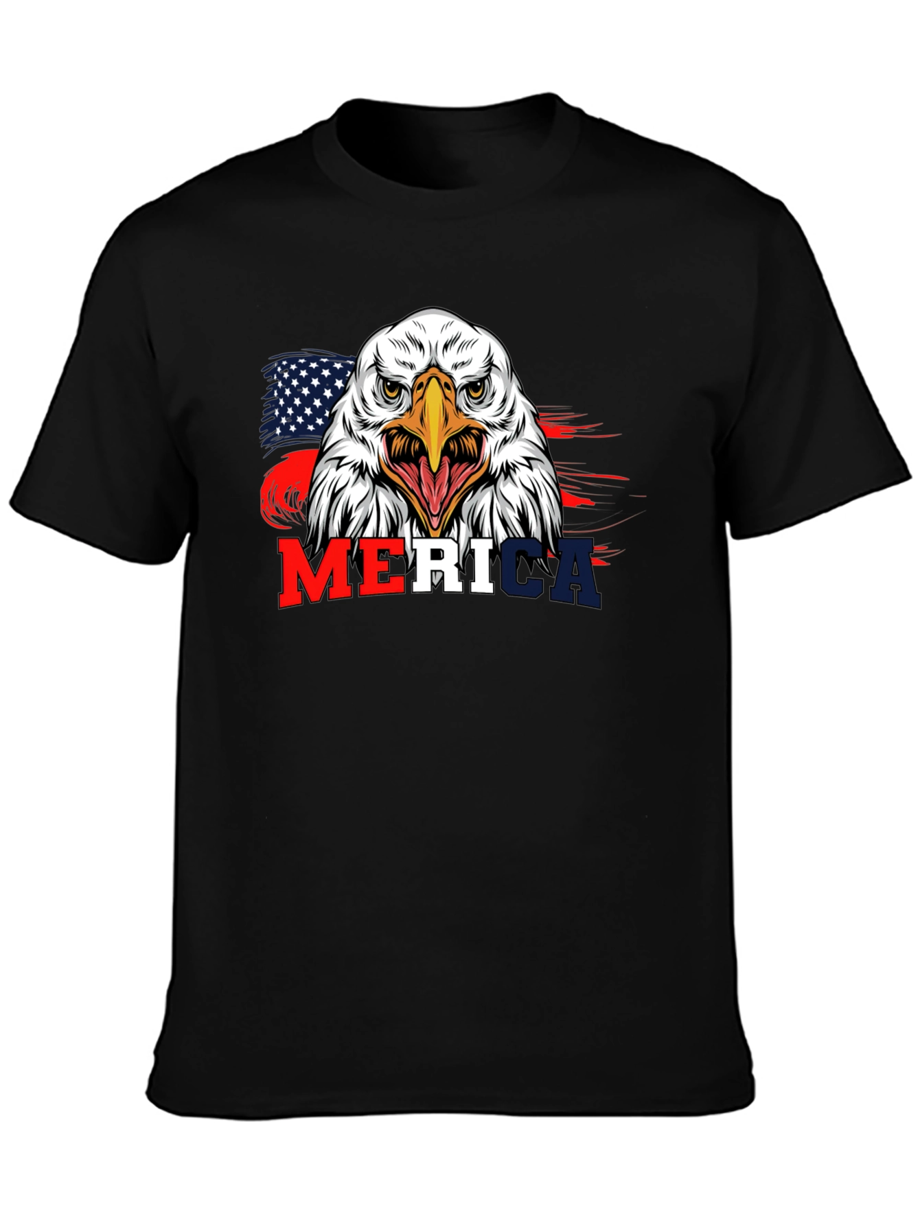 Black Patriotic Eagle 'Merica Graphic T-Shirt view 3