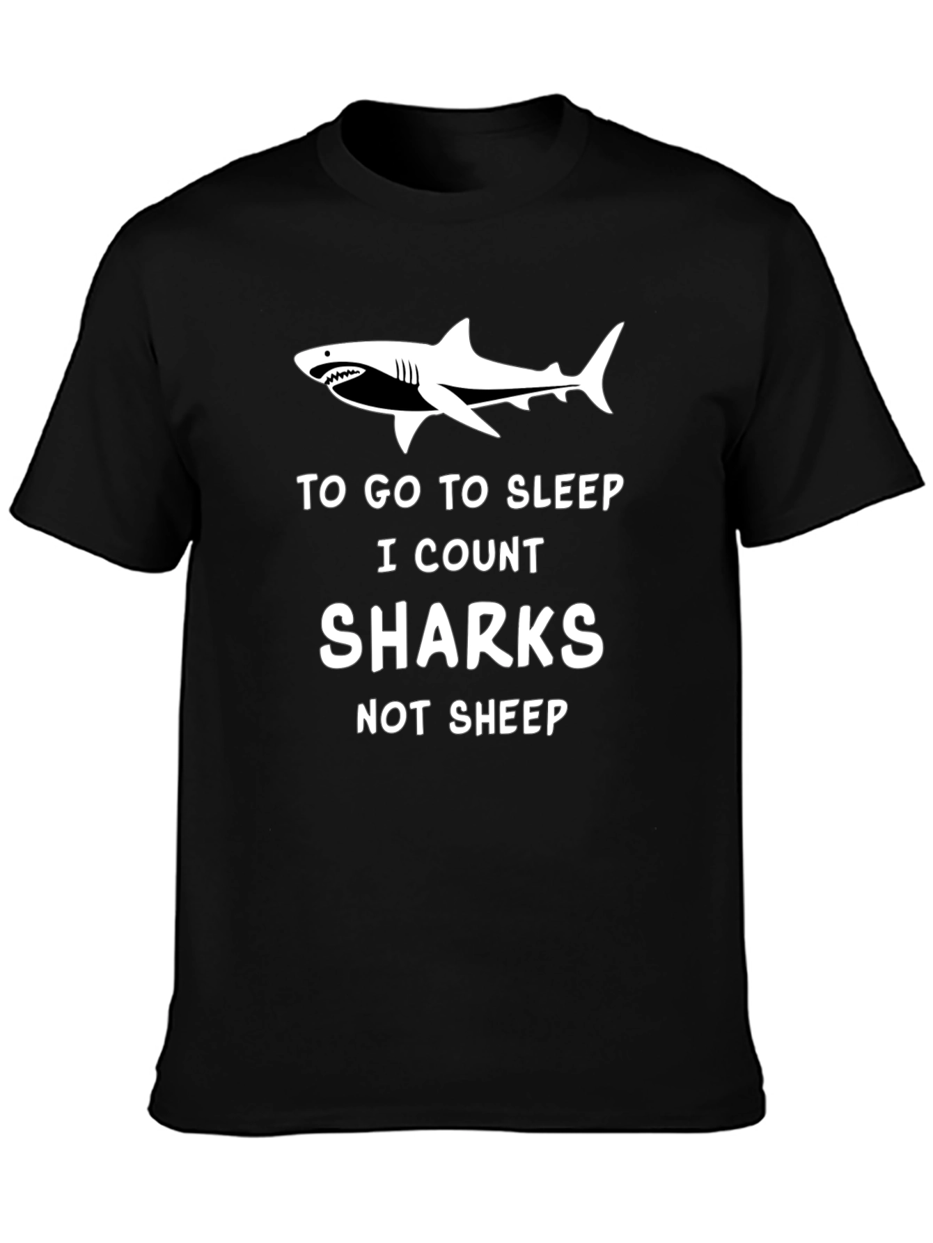 Black Shark Lover T-Shirt: Count Sharks Not Sheep view 3