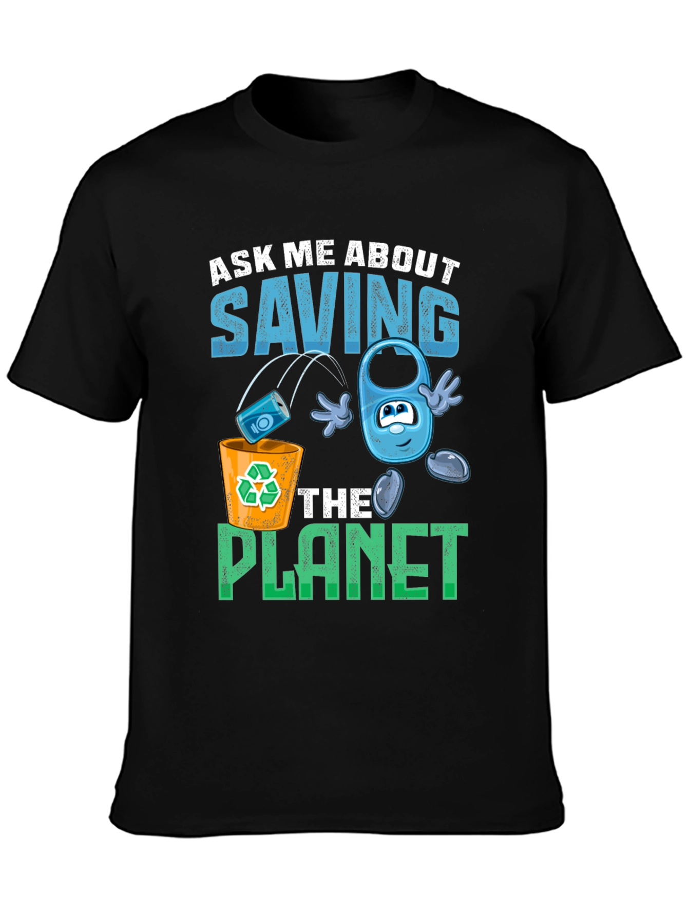 Black Eco-Friendly "Save the Planet" Graphic T-Shirt view 3