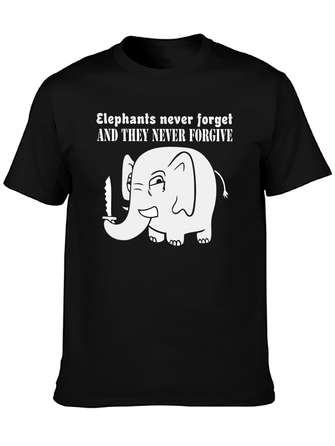 Black Elephant Never Forgets T-Shirt view 3