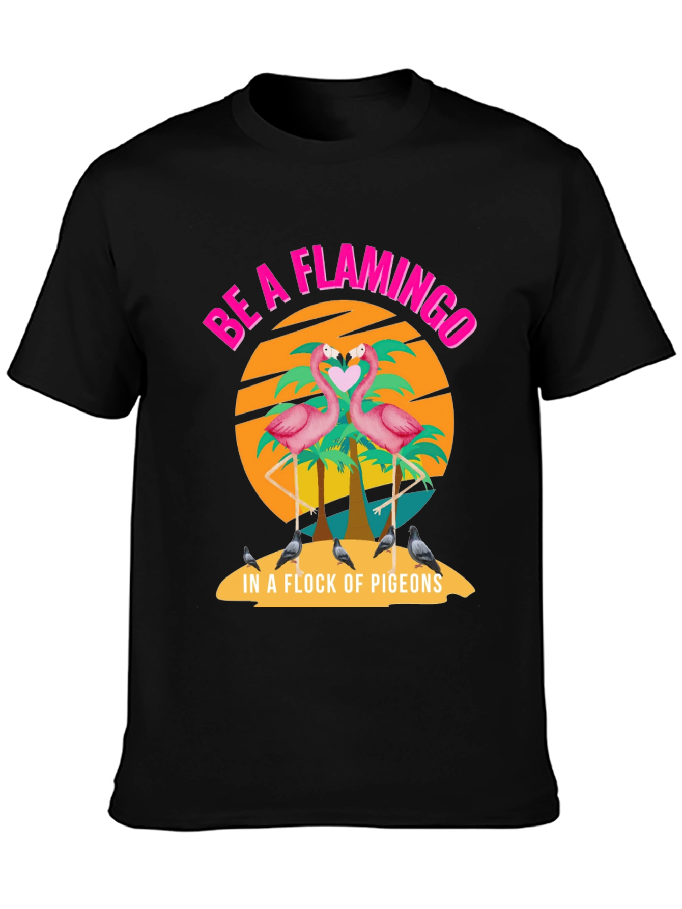 Black Be a Flamingo T-Shirt view 3