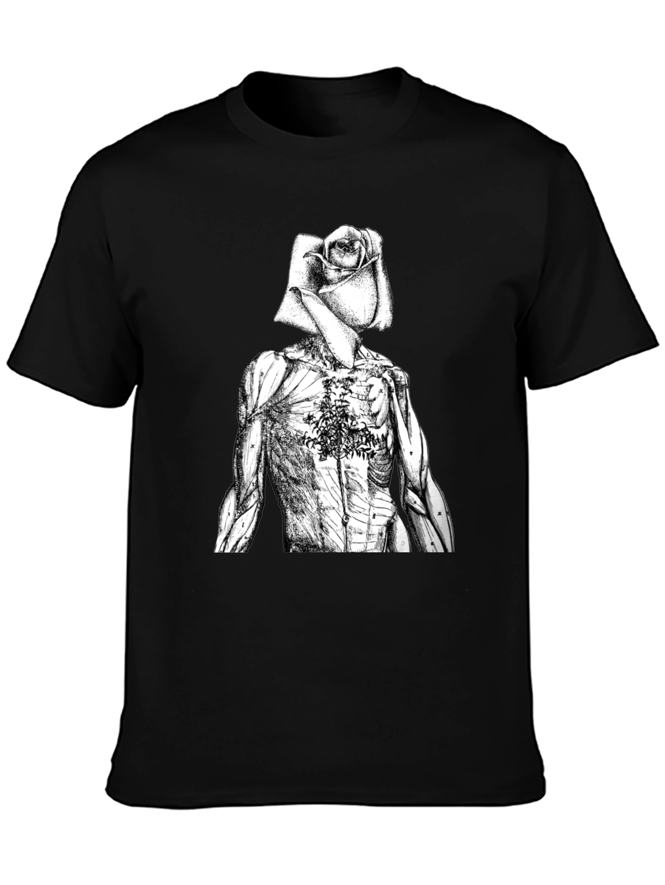 Black Anatomical Rose T-Shirt view 3