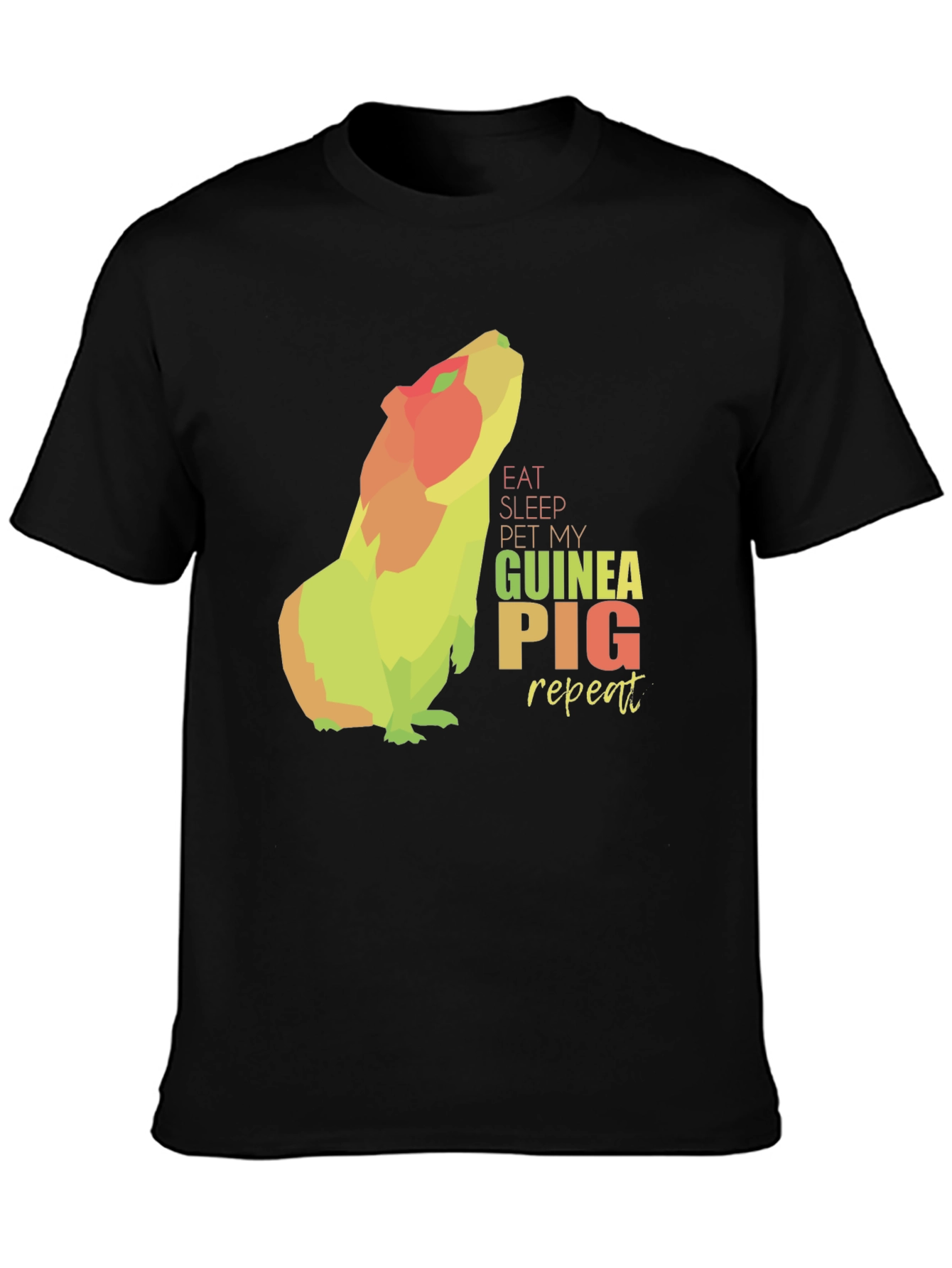 Black Eat Sleep Pet My Guinea Pig Repeat T-Shirt view 3