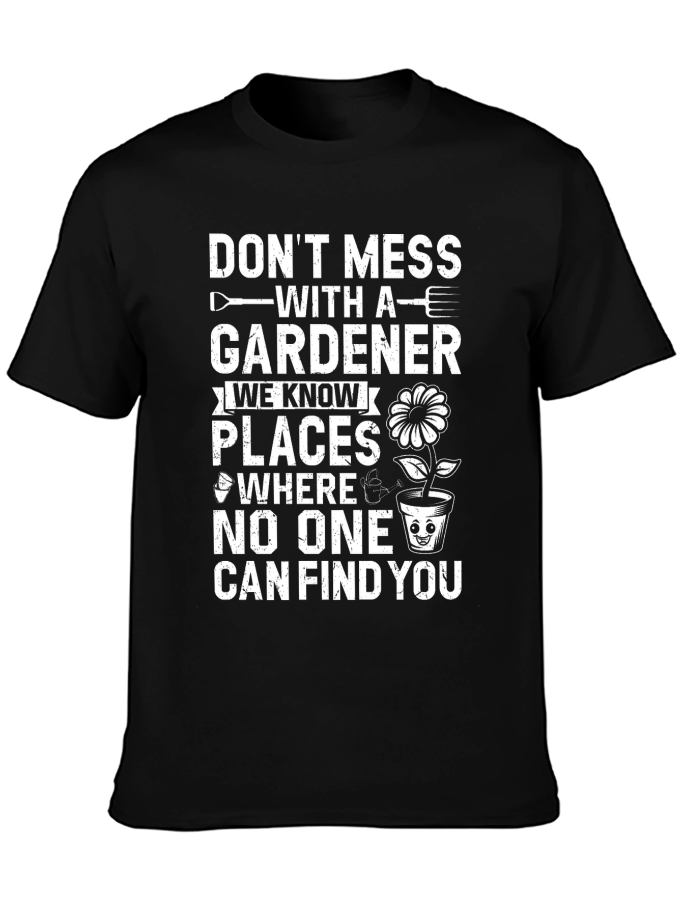 Black Gardener Warning T-Shirt - Humorous Gardening Gift view 3
