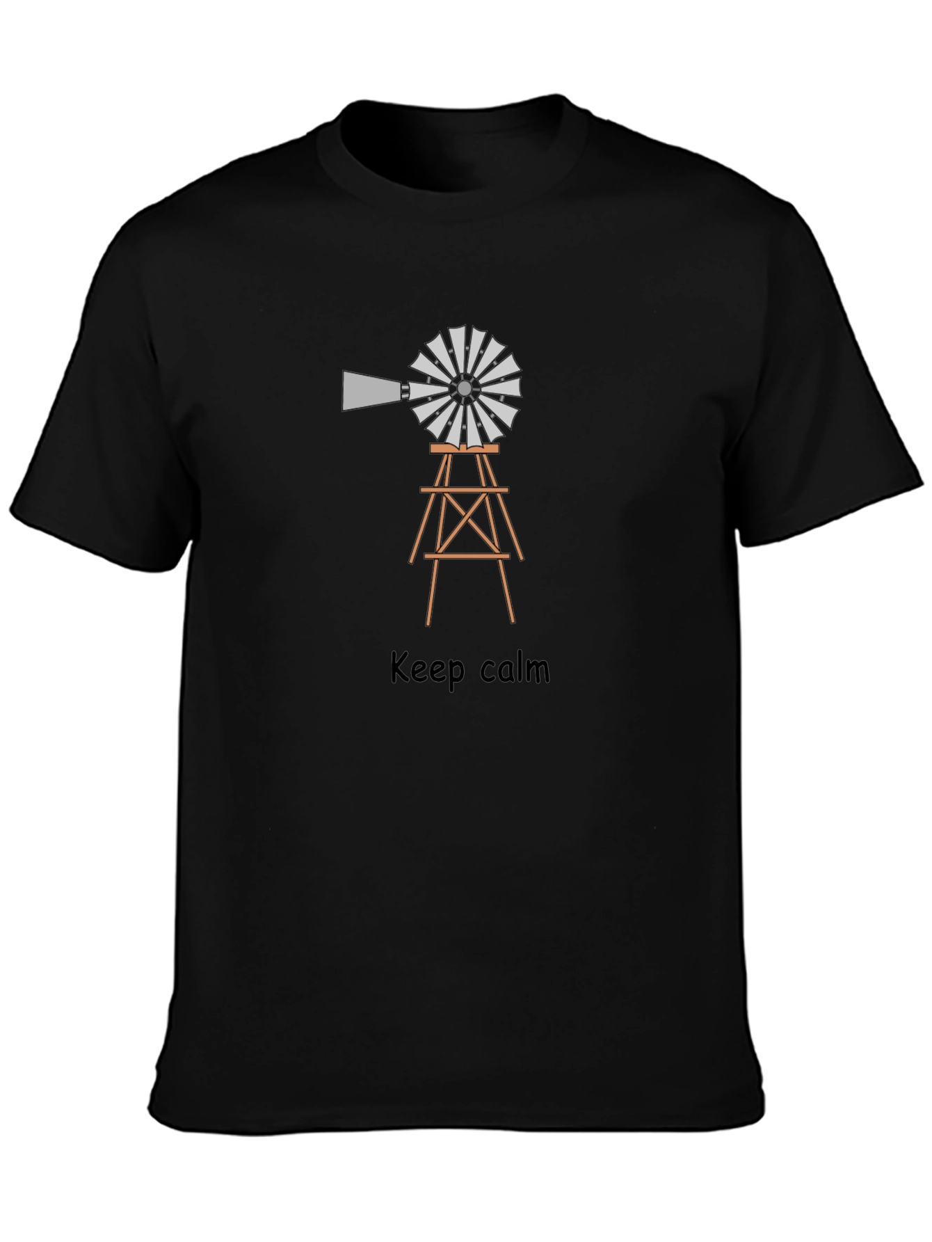 Black Keep Calm Windmill Tee - Novelty Graphic T-Shirt view 3