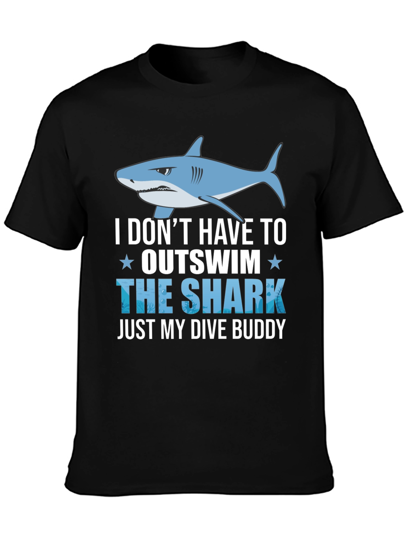 Black Funny Dive Buddy Shark T-Shirt view 3