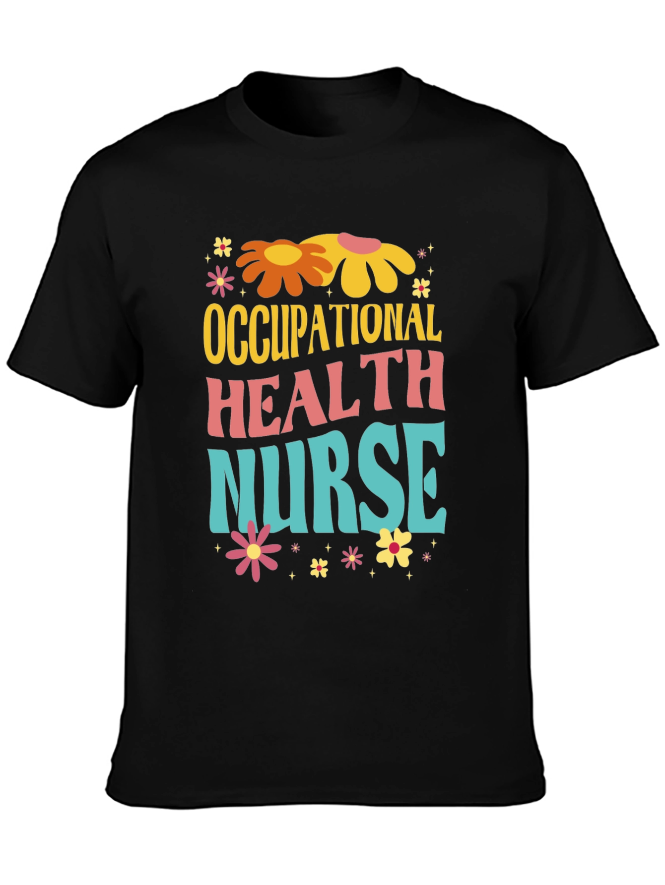 Black Retro Occupational Health Nurse T-Shirt view 3