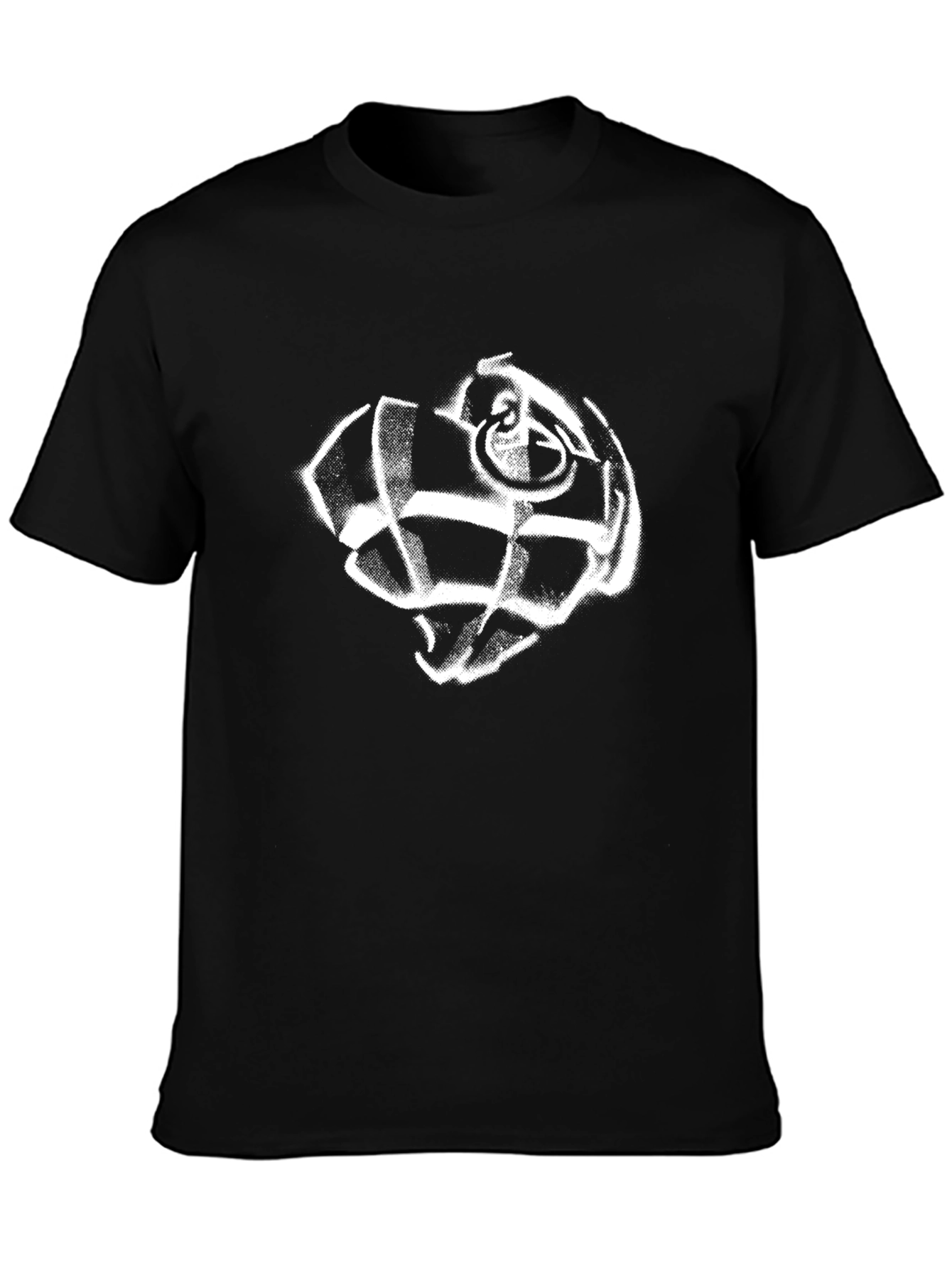 Black Black T-Shirt with White Grenade Graphic view 3