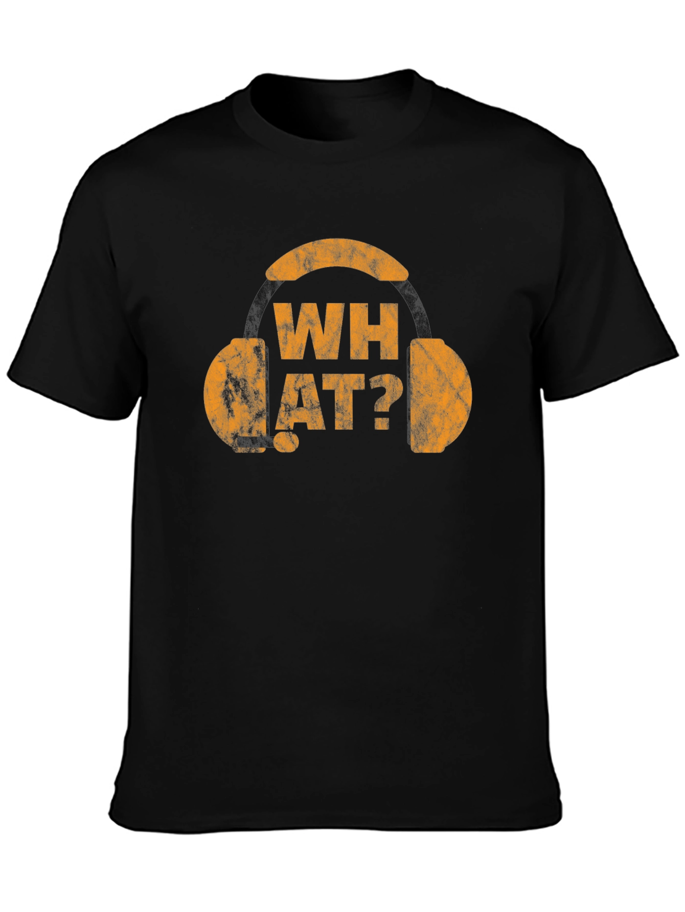 Black What? Graphic Tee - Novelty Headphone T-Shirt view 3