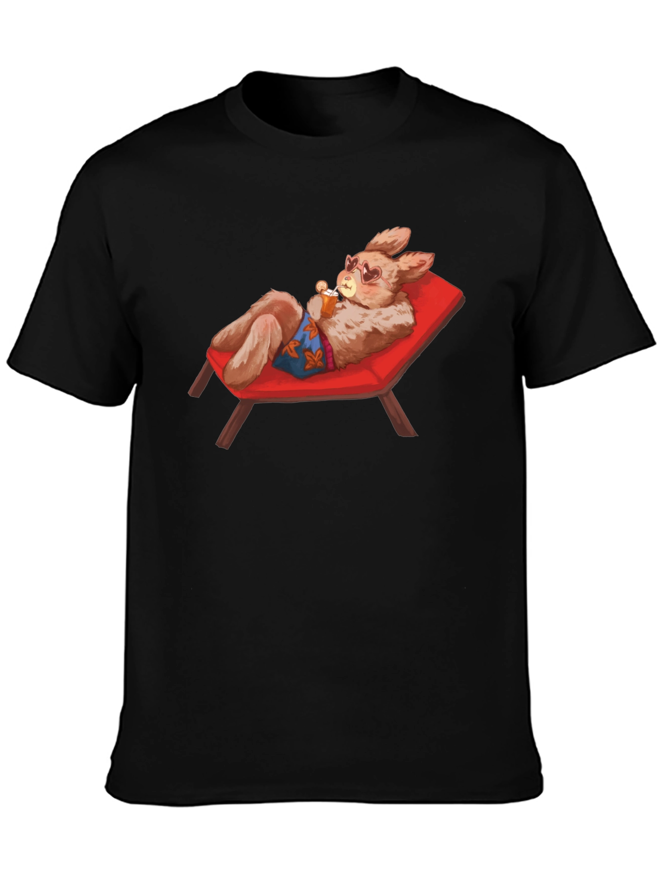 Black Relaxing Rabbit T-Shirt view 3