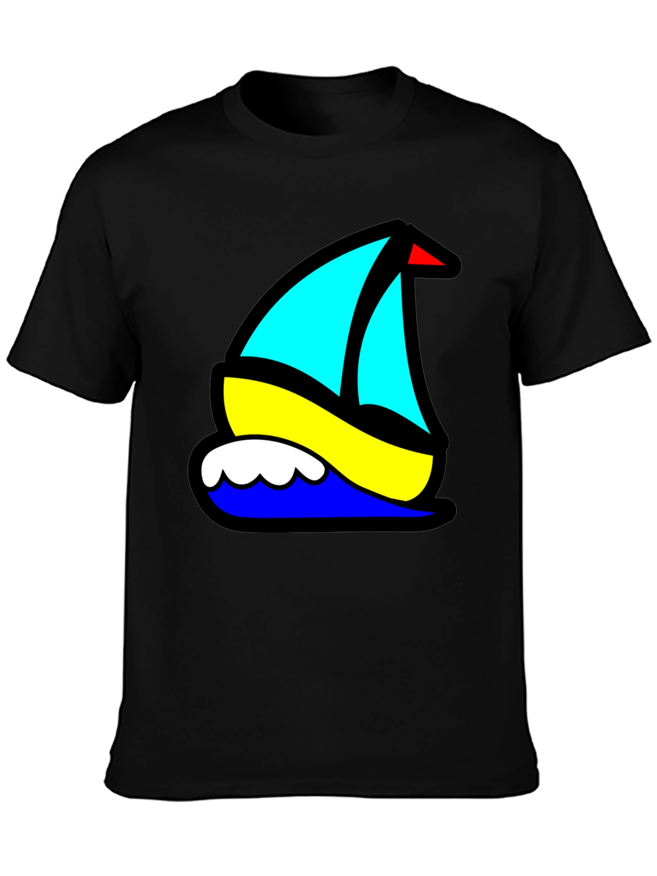 Black Nautical Sailboat Graphic Tee - Black Cotton Blend view 3