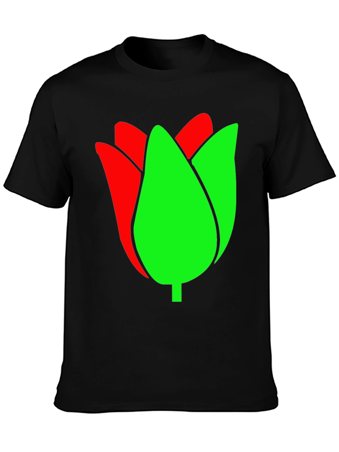 Black Tulip Graphic Tee - Black Cotton Blend view 3