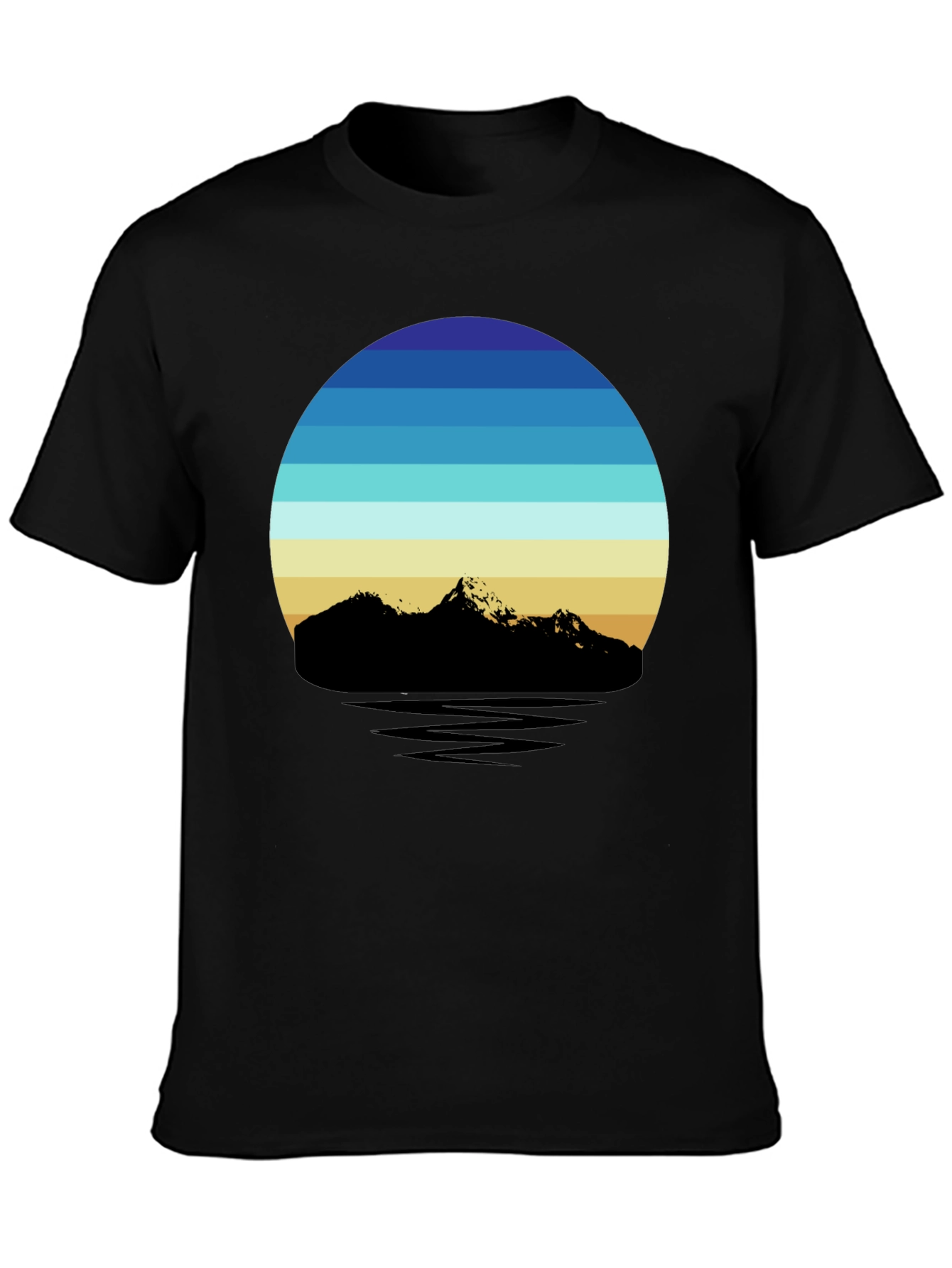 Black Retro Mountainscape T-Shirt view 3