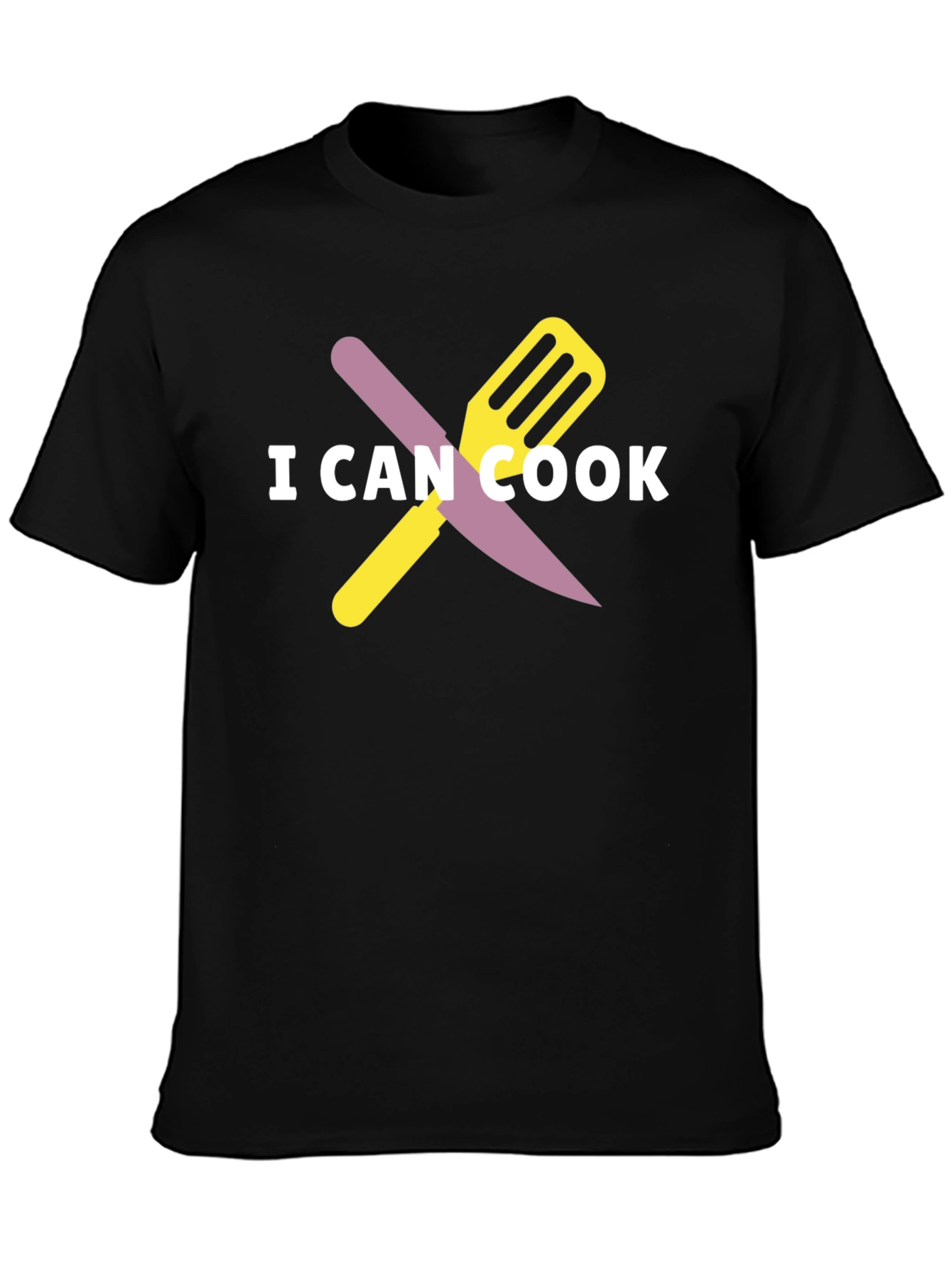 Black I Can Cook Graphic Tee - Novelty Chef T-Shirt view 3